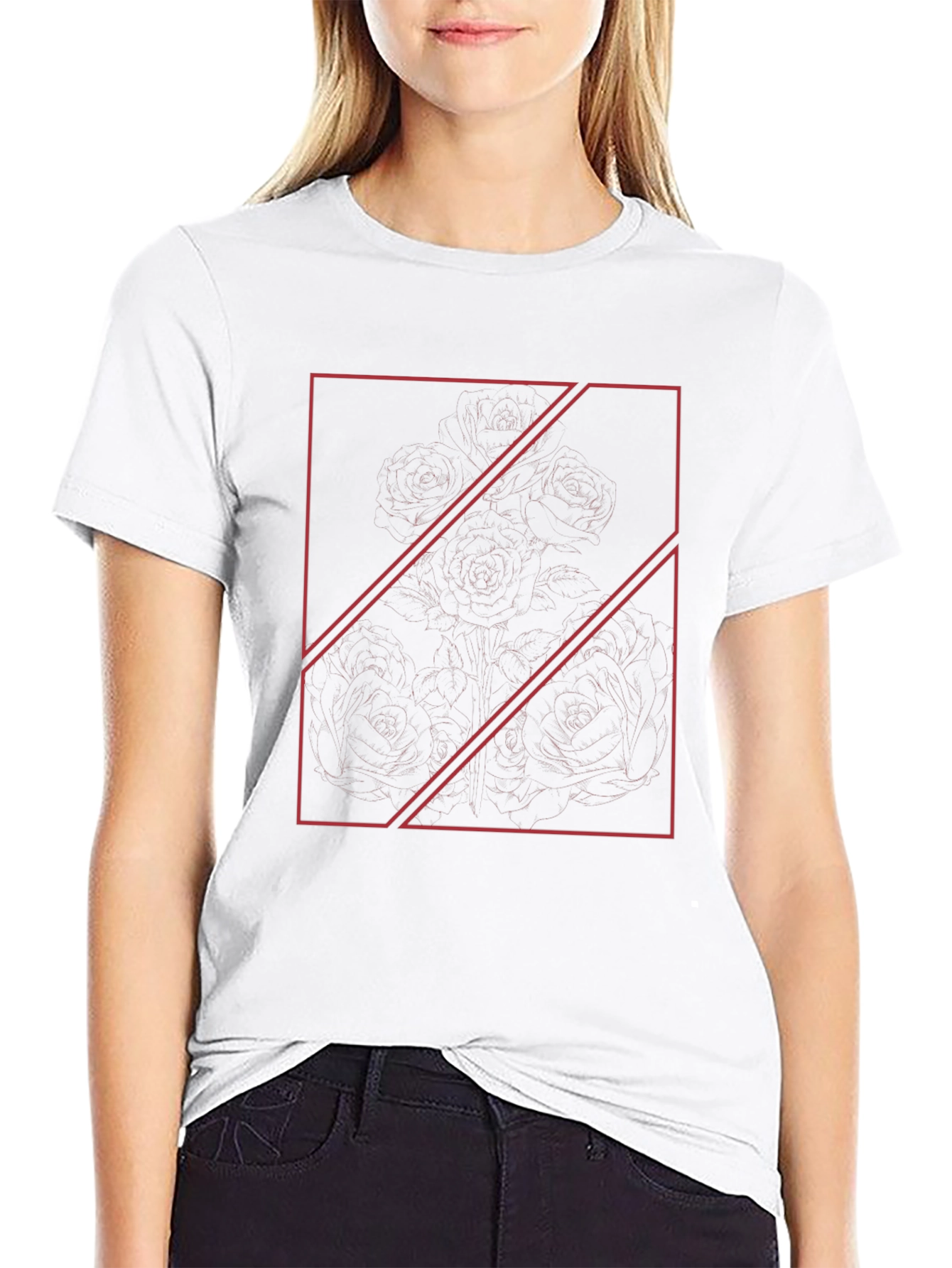Modern Geometric Print Tee - Black