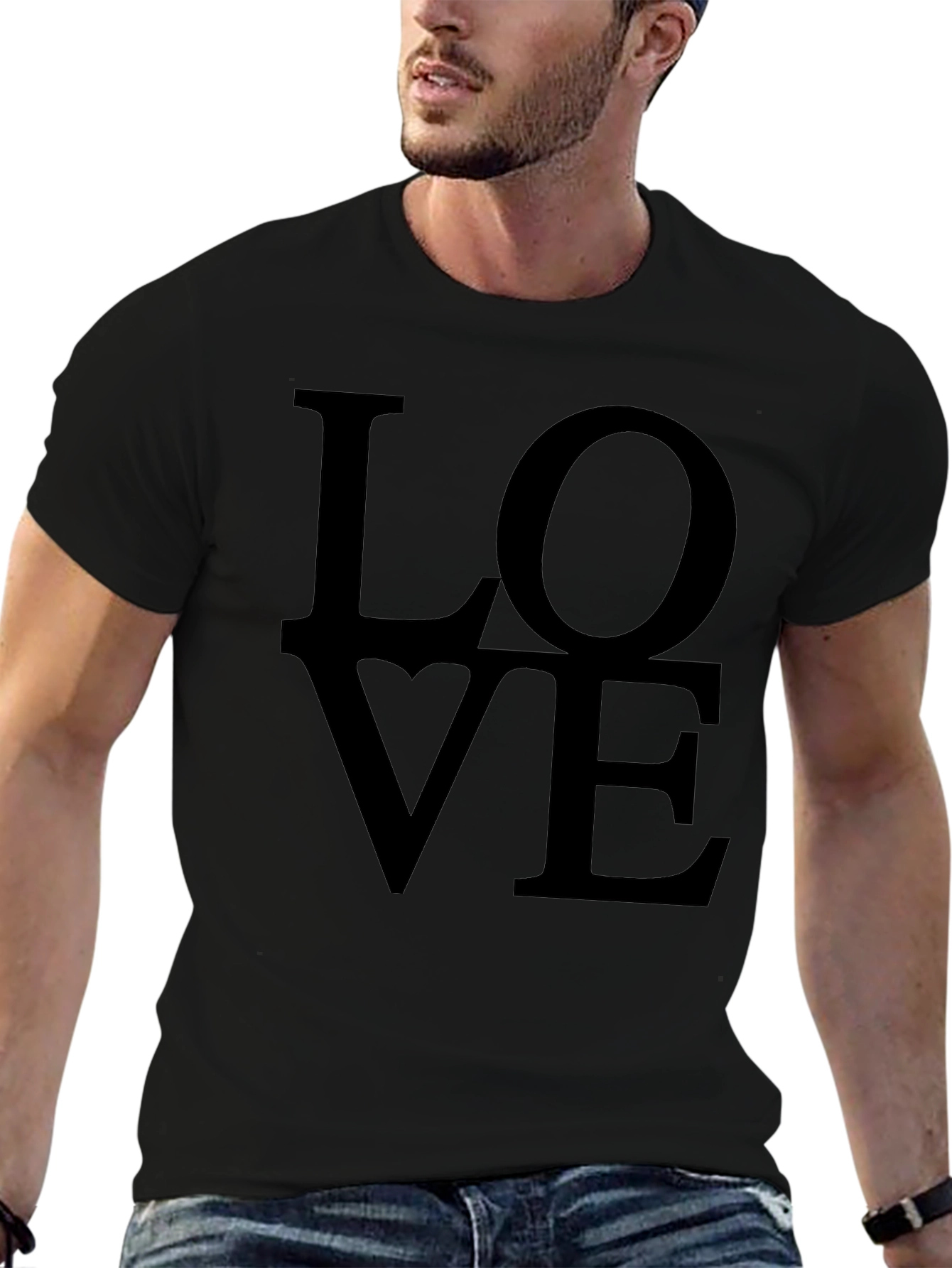 Love Graphic Print Tee - Stylish Black T-Shirt