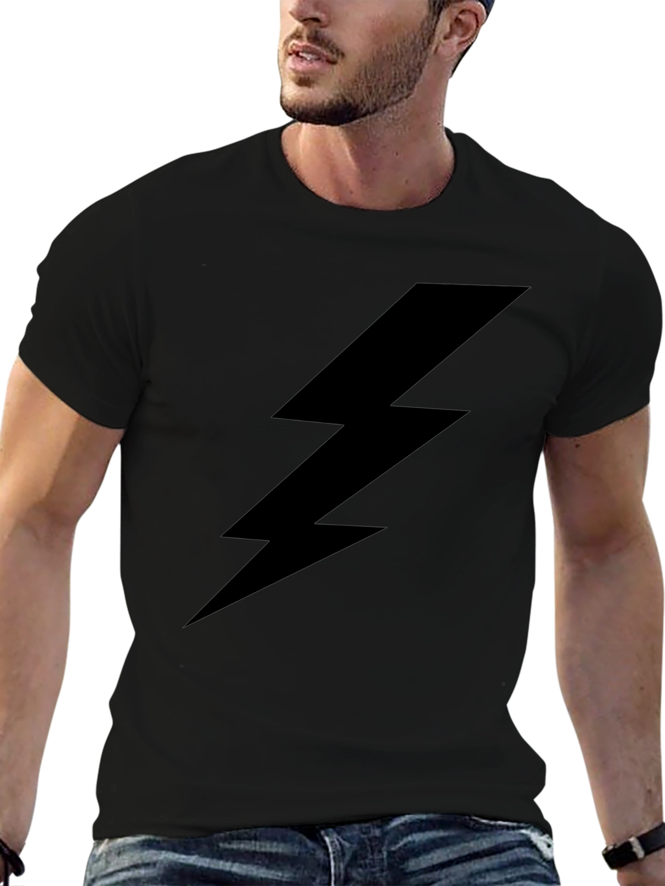 Lightning Bolt Graphic Tee - Black
