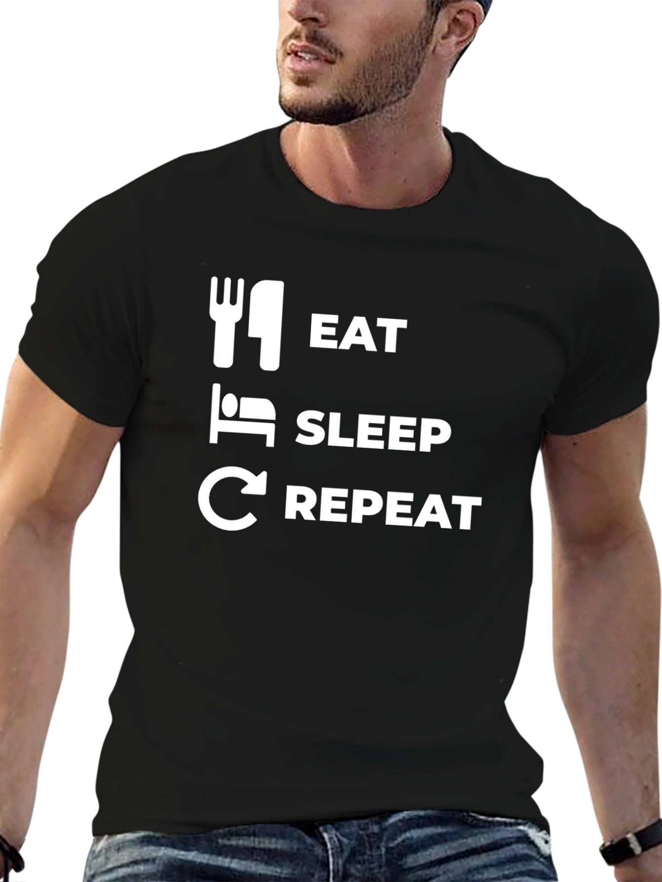 Eat Sleep Repeat Graphic Tee - Casual Comfort