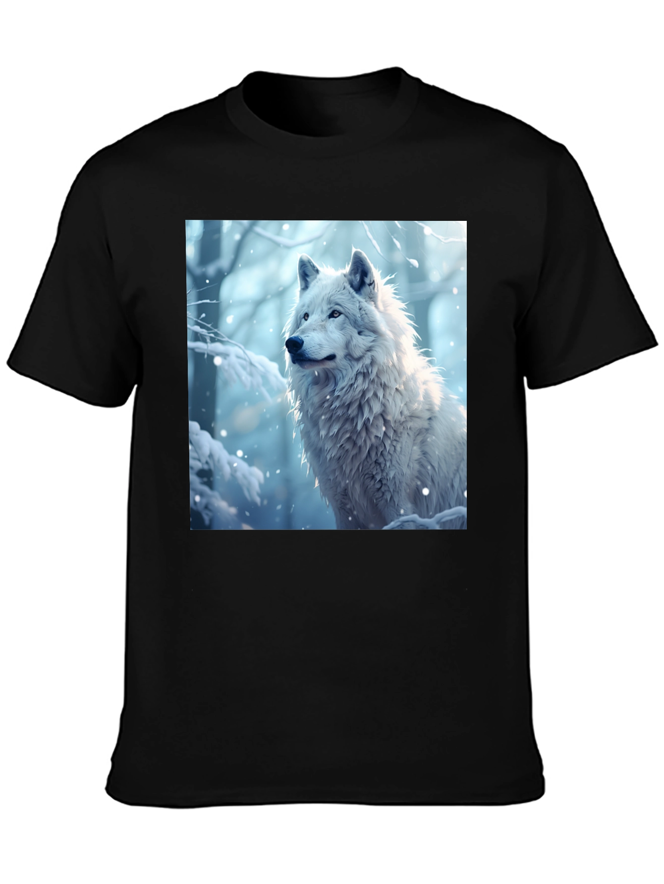 Wolf Graphic Tee - Winter Scene Black T-Shirt