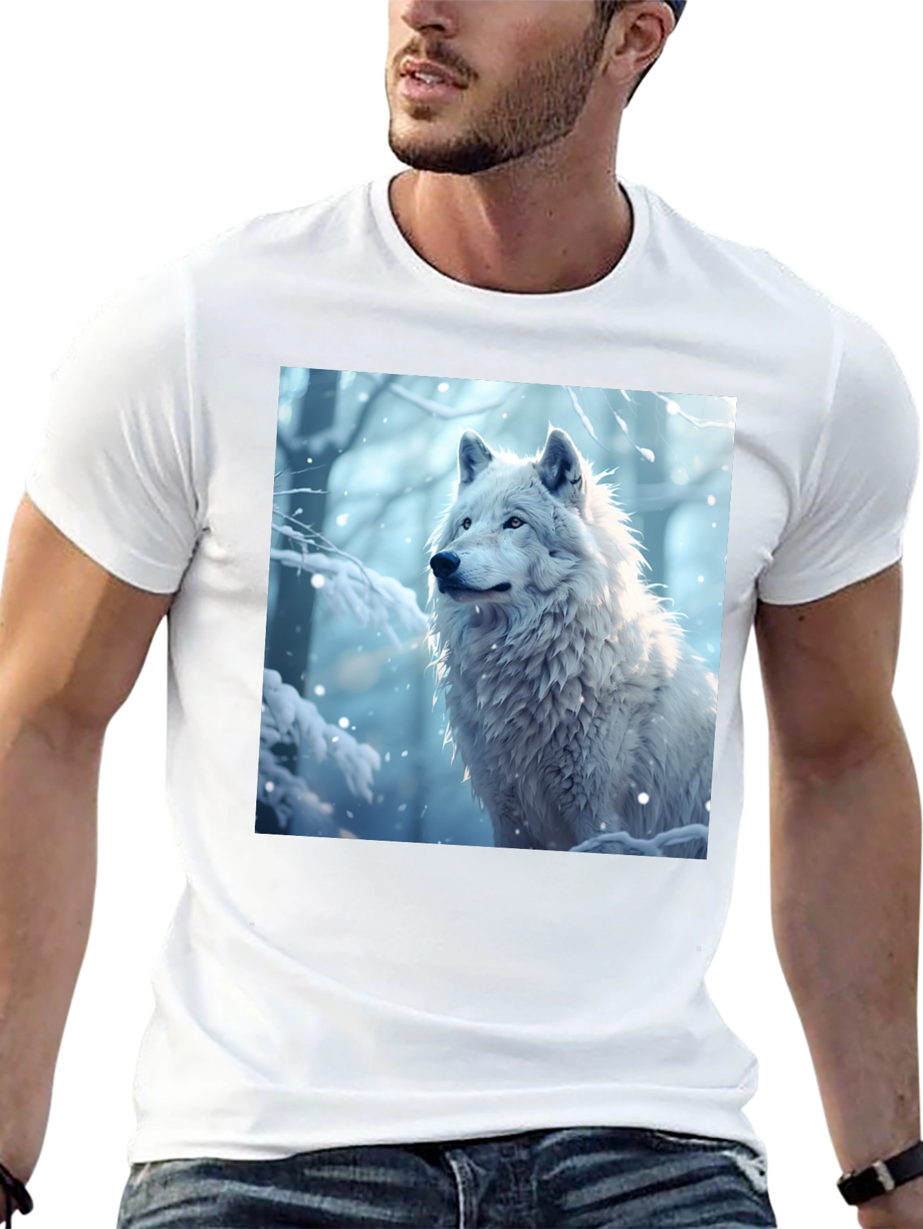 Wolf Graphic Tee - Winter Scene Black T-Shirt