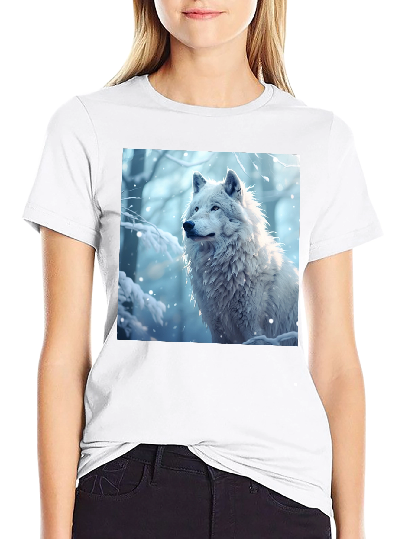Wolf Graphic Tee - Winter Scene Black T-Shirt
