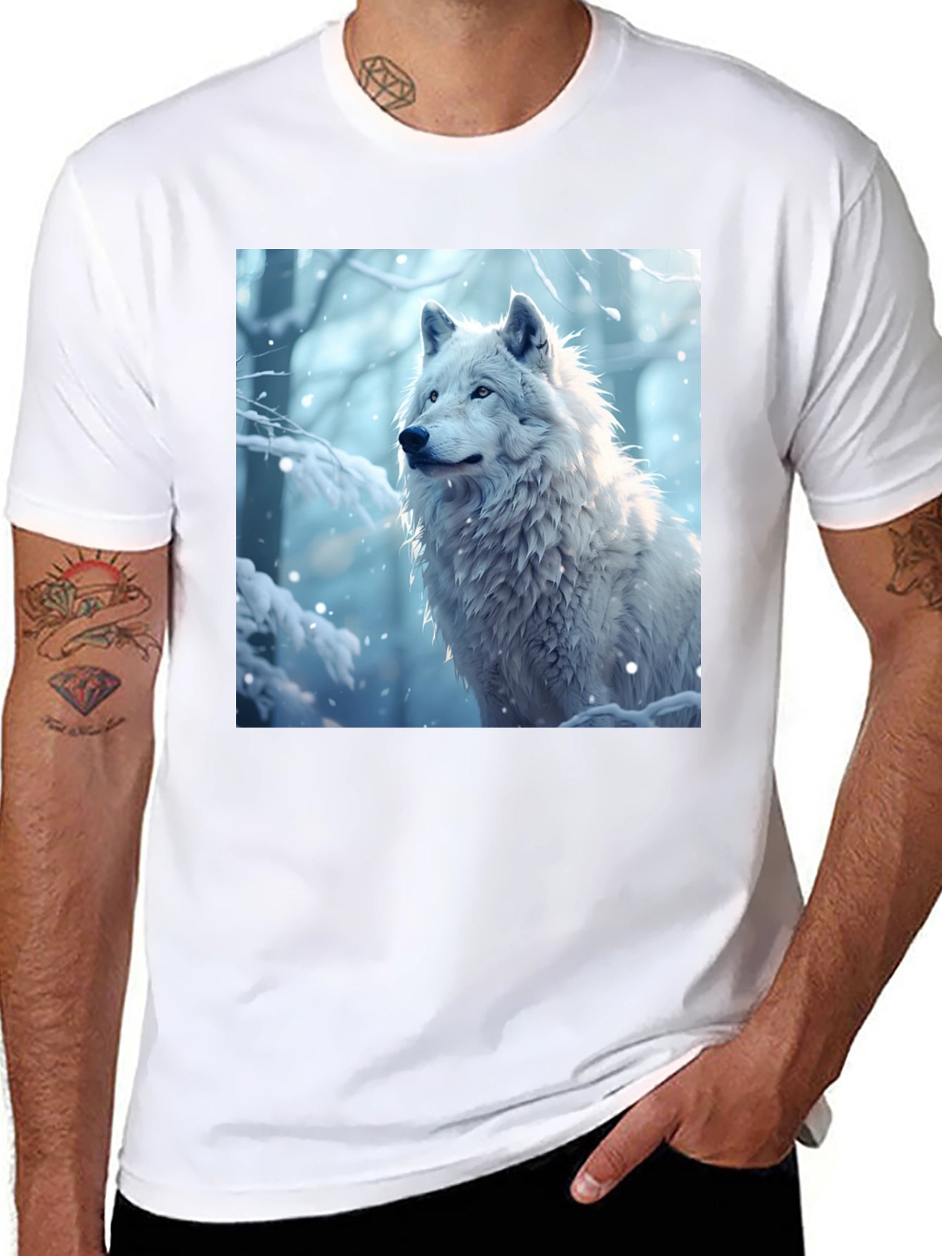 Wolf Graphic Tee - Winter Scene Black T-Shirt