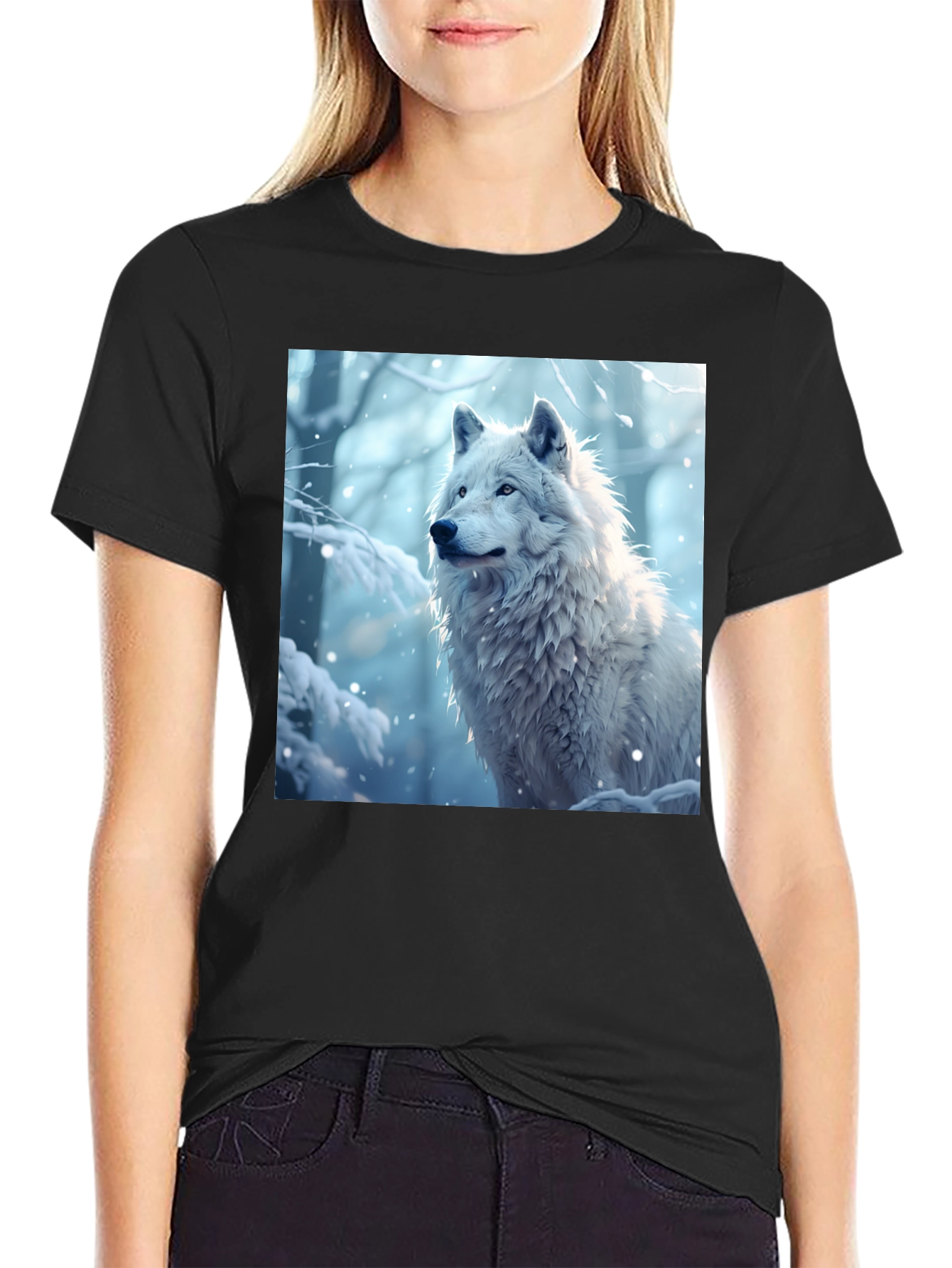 Wolf Graphic Tee - Winter Scene Black T-Shirt