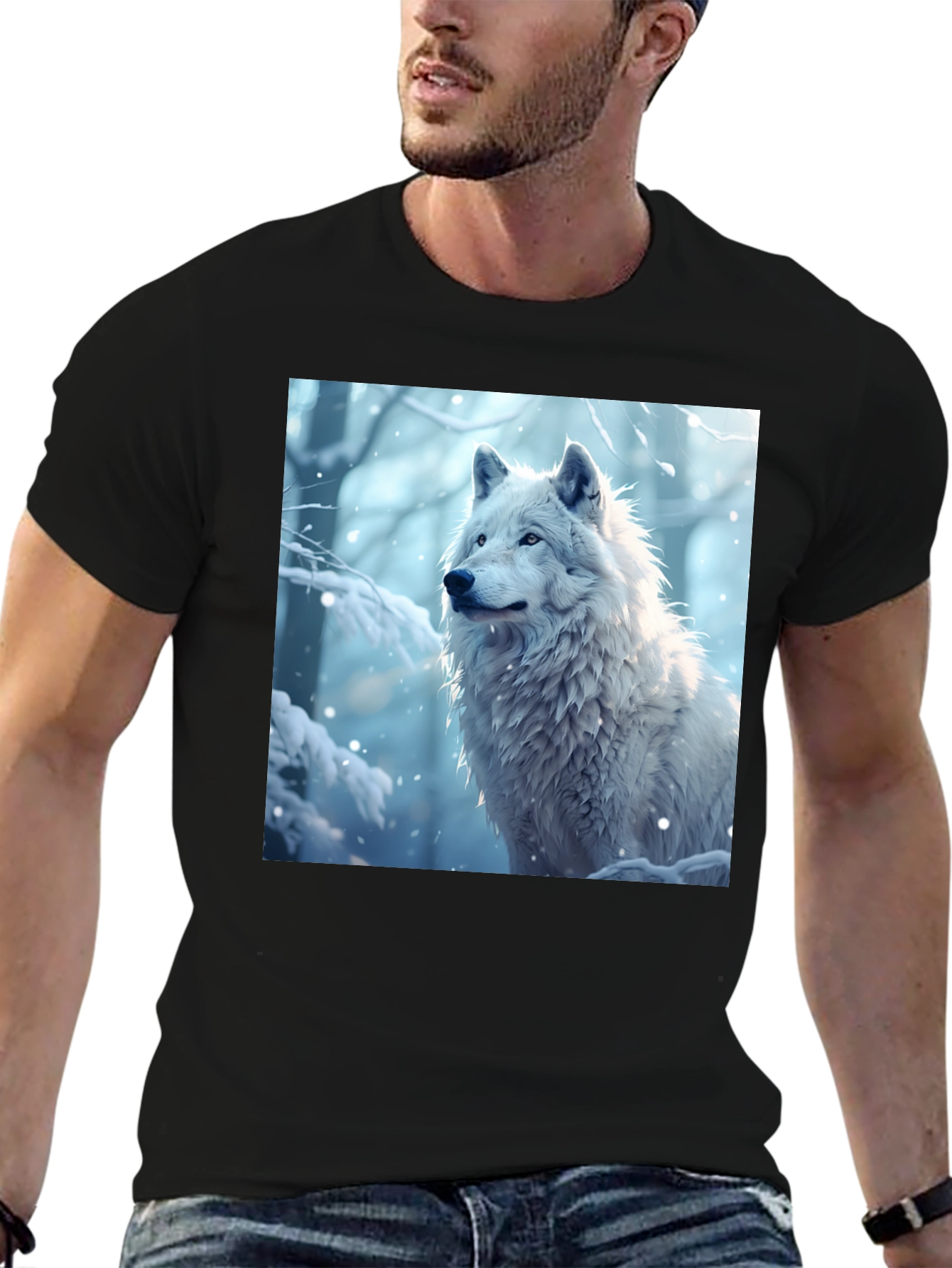 Wolf Graphic Tee - Winter Scene Black T-Shirt