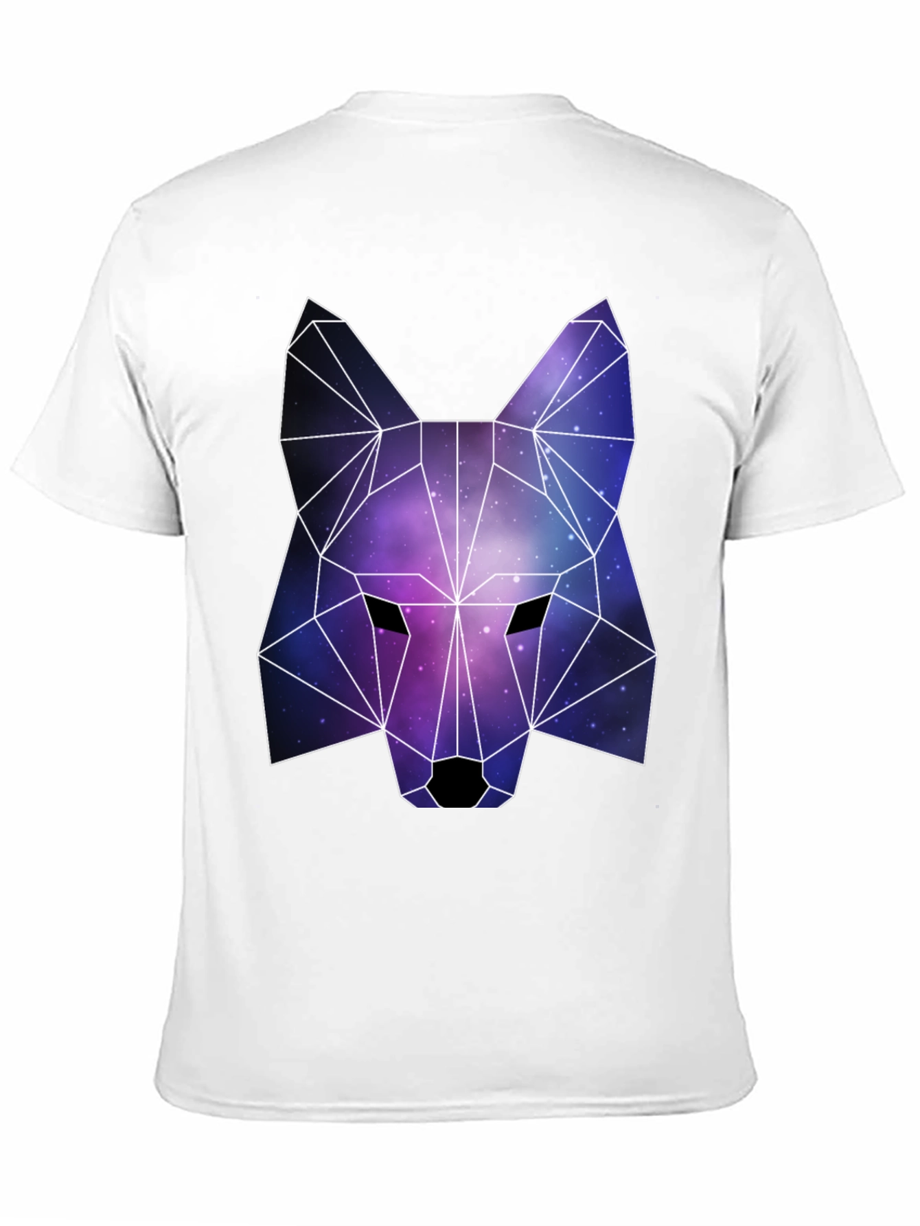Geometric Galaxy Wolf Graphic Tee - Black Unisex T-Shirt