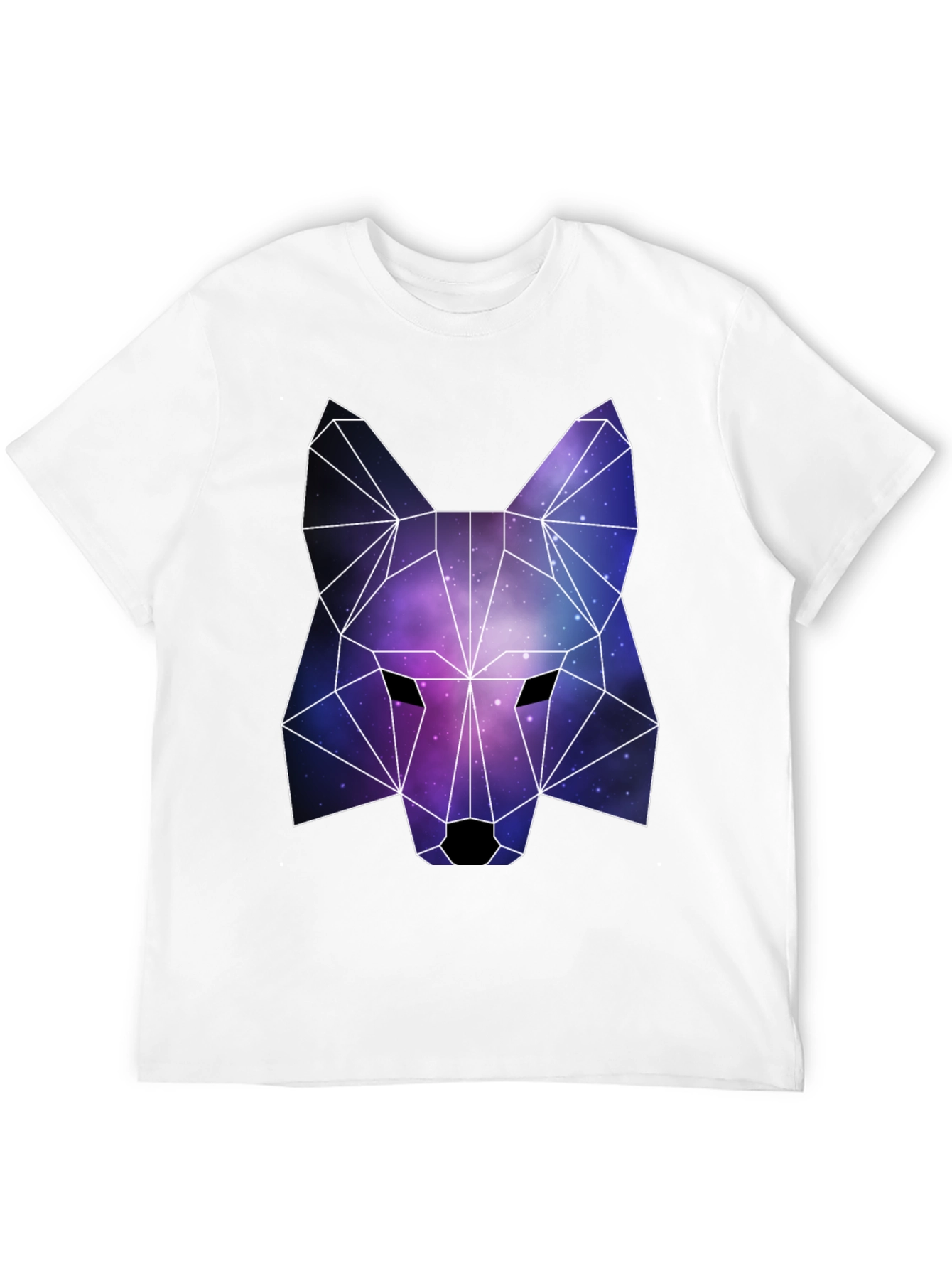 Geometric Galaxy Wolf Graphic Tee - Black Unisex T-Shirt