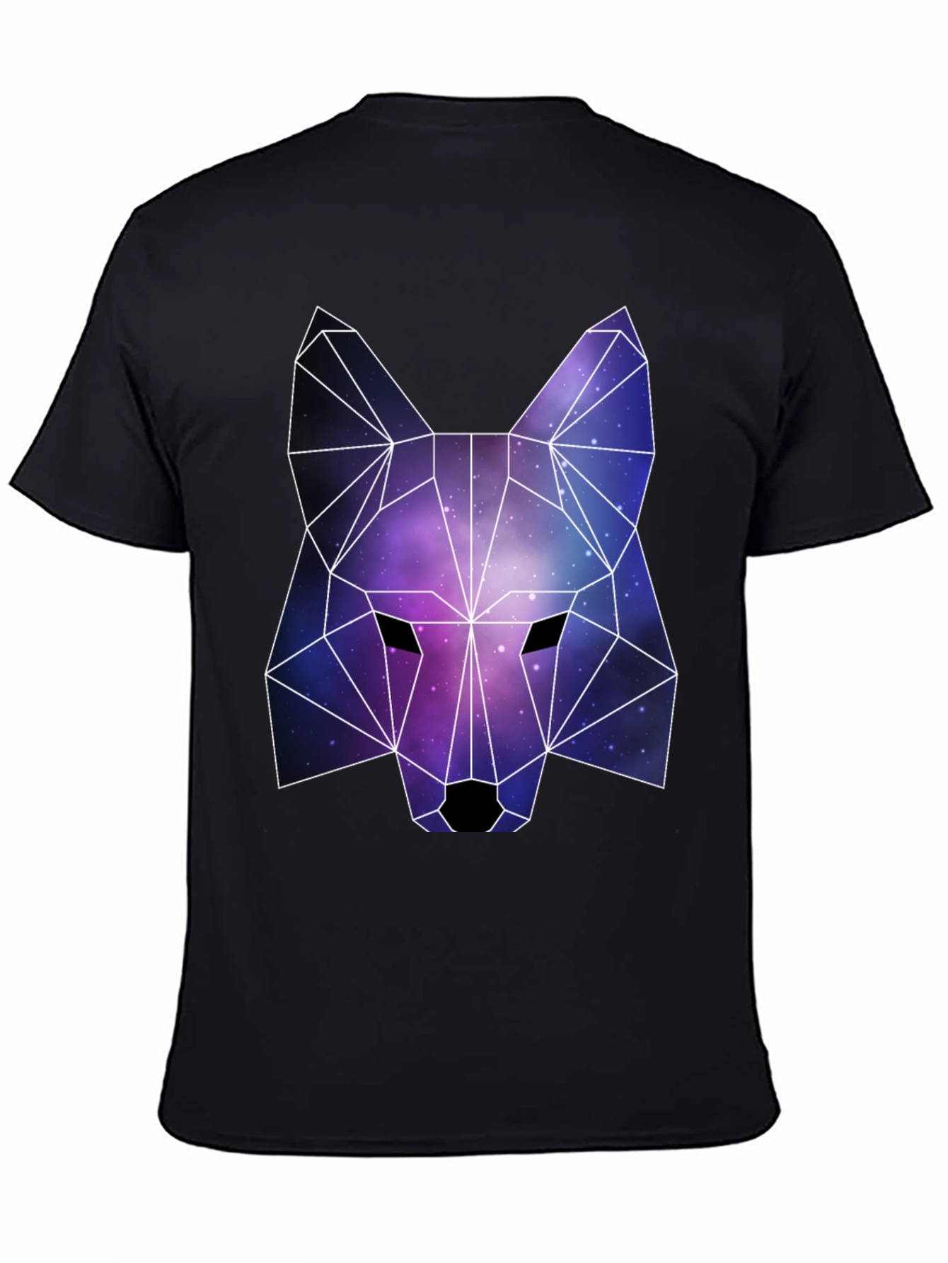 Geometric Galaxy Wolf Graphic Tee - Black Unisex T-Shirt