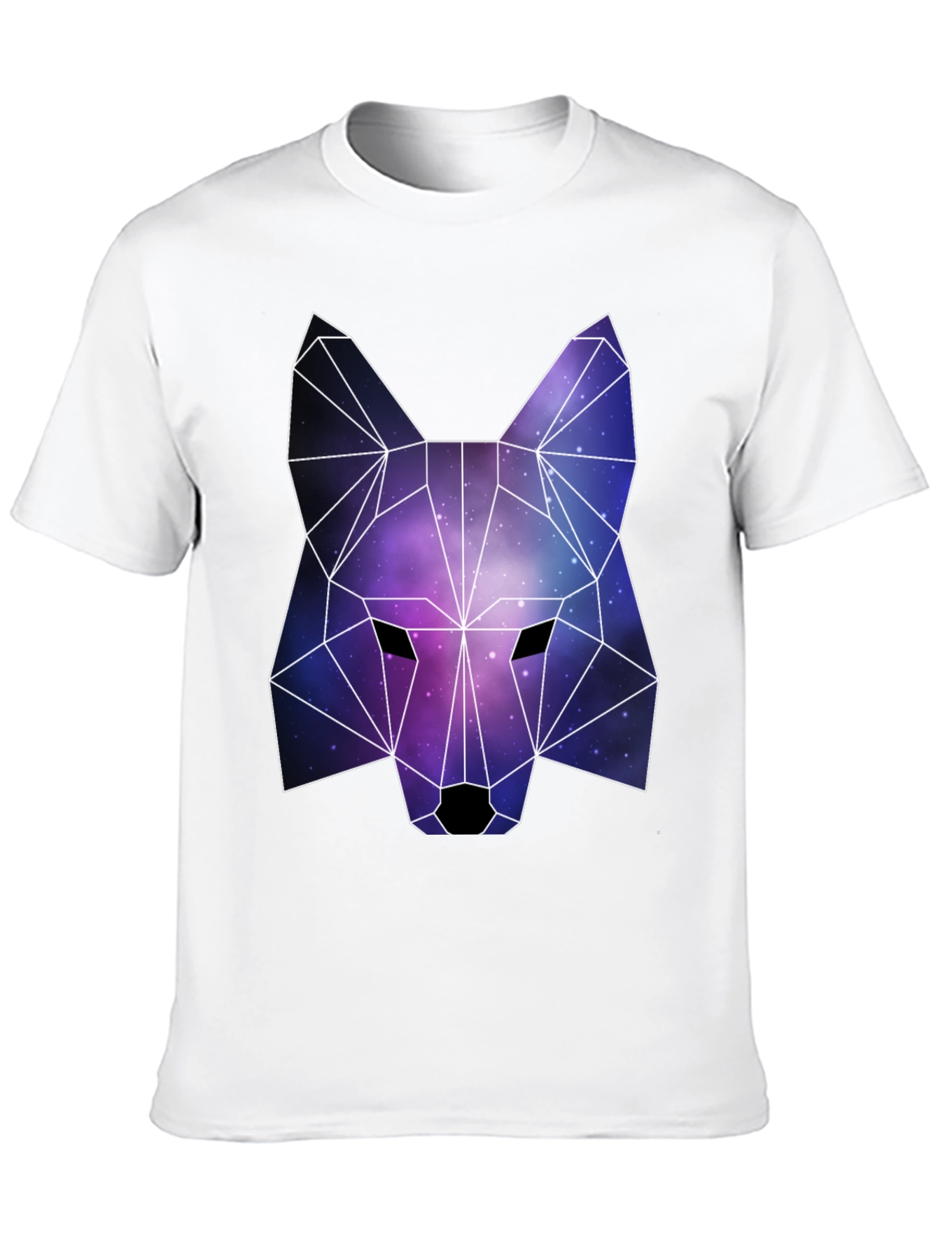 Geometric Galaxy Wolf Graphic Tee - Black Unisex T-Shirt