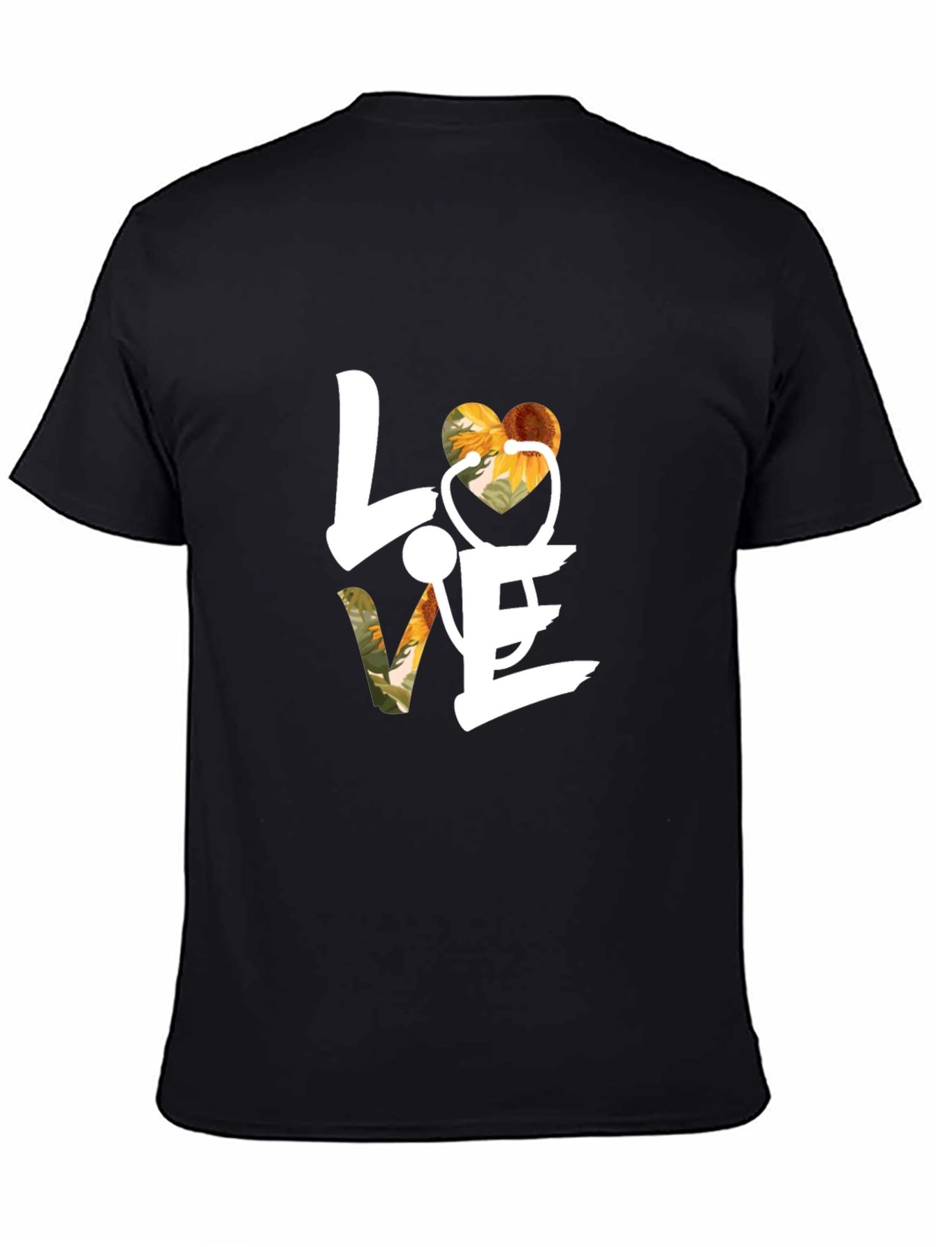 Love Sunflower Stethoscope Graphic T-Shirt