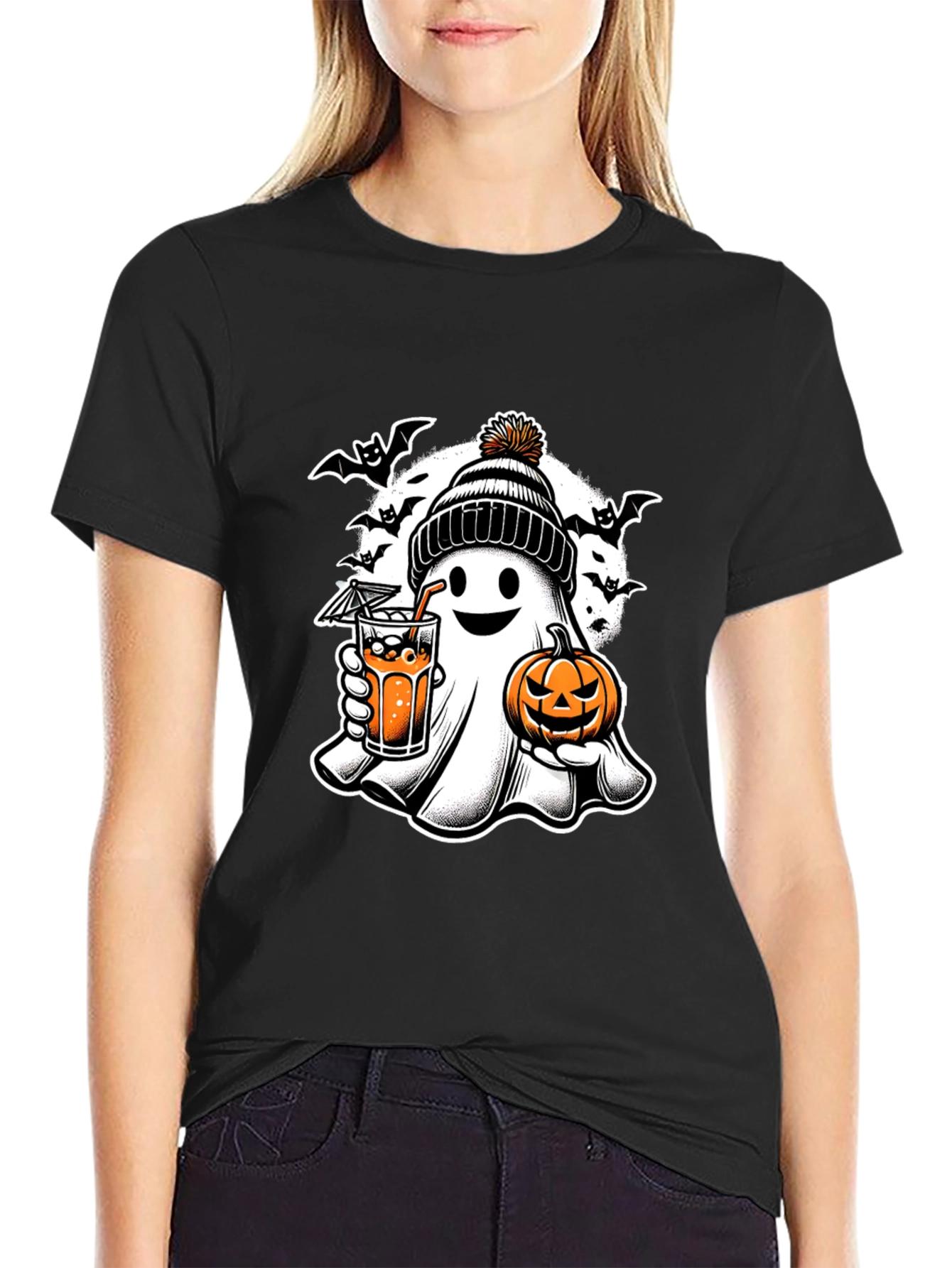 Halloween Ghost with Pumpkin T-Shirt