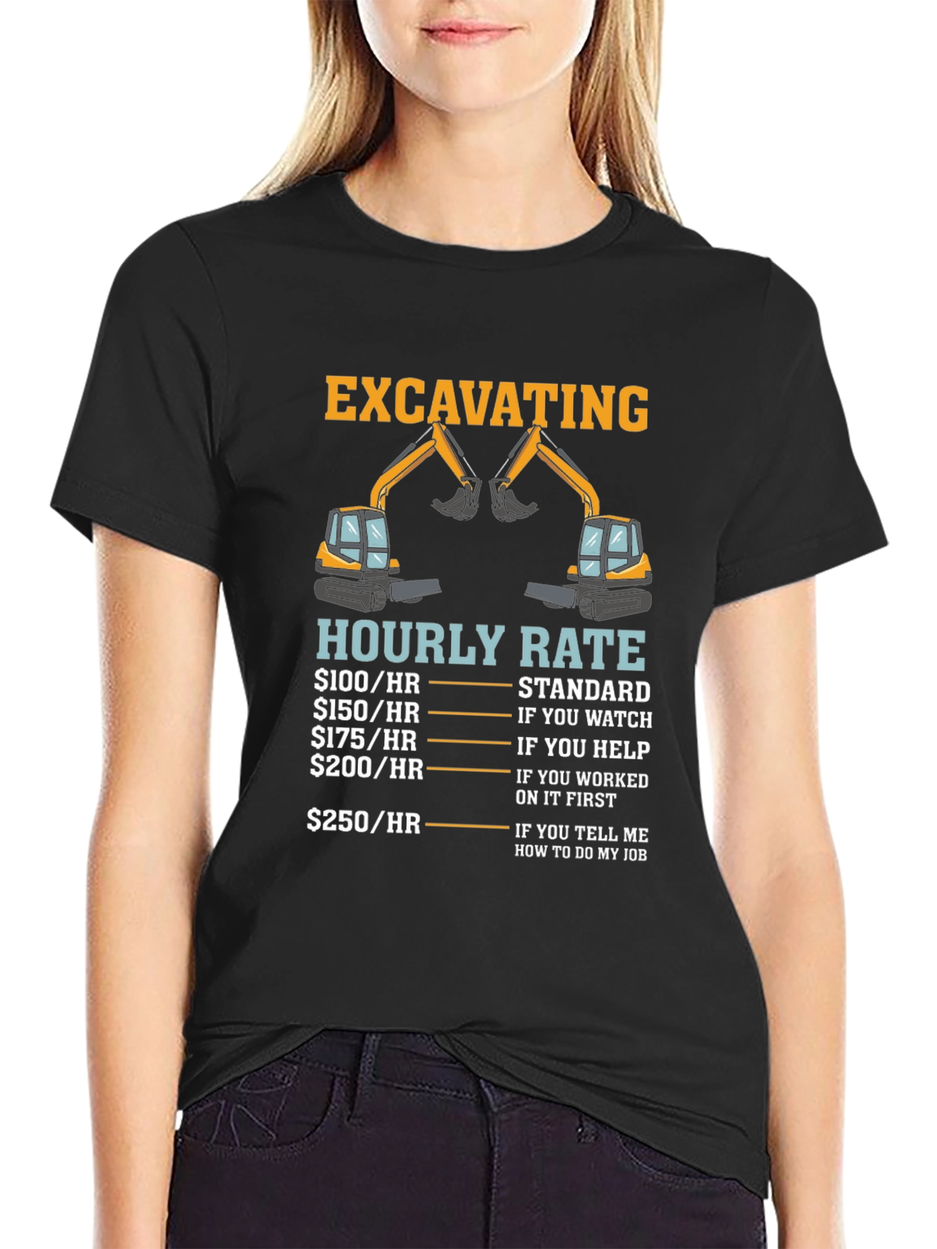 Excavating Hourly Rate T-Shirt Funny Construction Tee