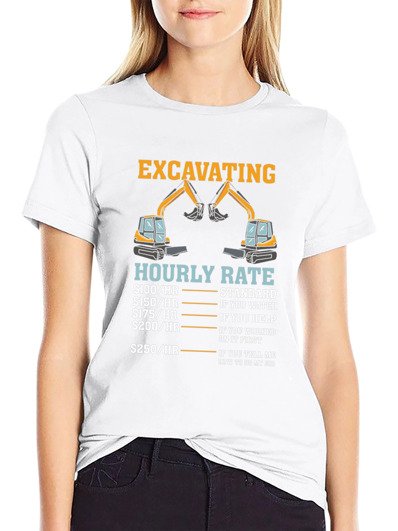 Excavating Hourly Rate T-Shirt Funny Construction Tee