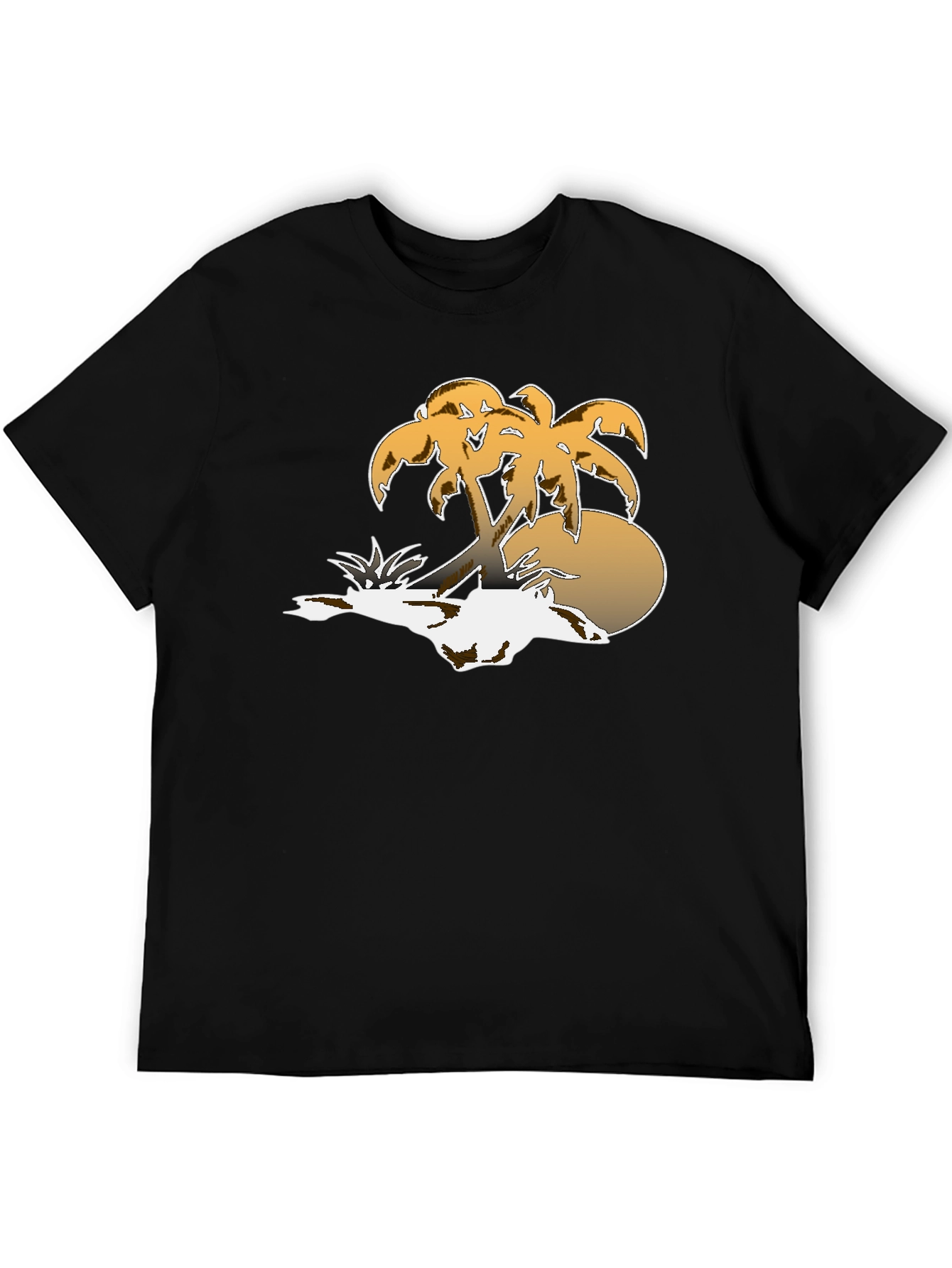 Tropical Palm Tree Sunset Graphic Tee - Black