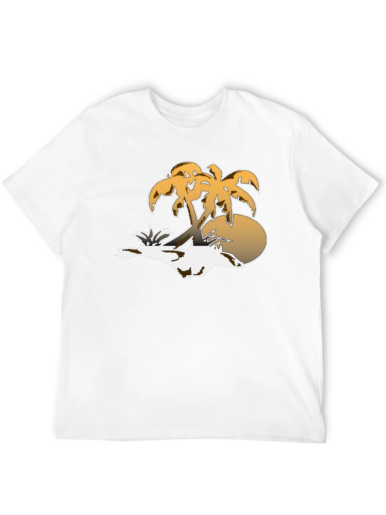 Tropical Palm Tree Sunset Graphic Tee - Black
