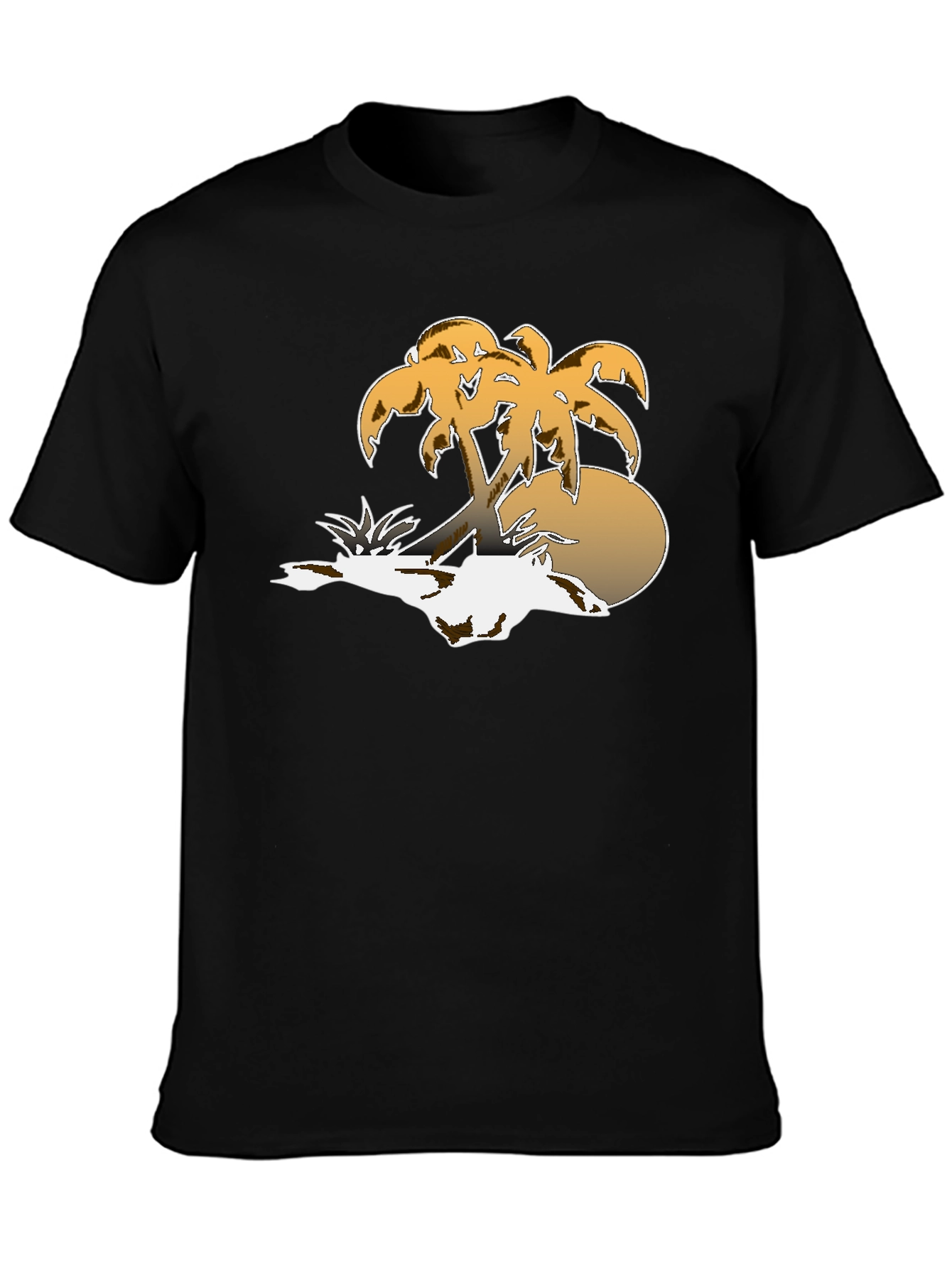 Tropical Palm Tree Sunset Graphic Tee - Black
