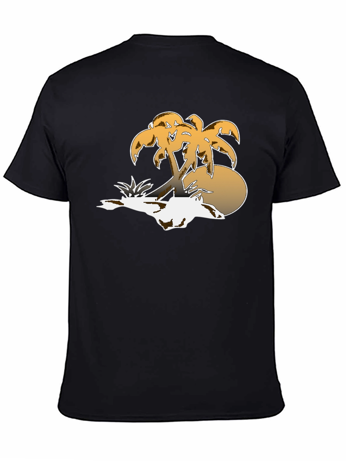 Tropical Palm Tree Sunset Graphic Tee - Black