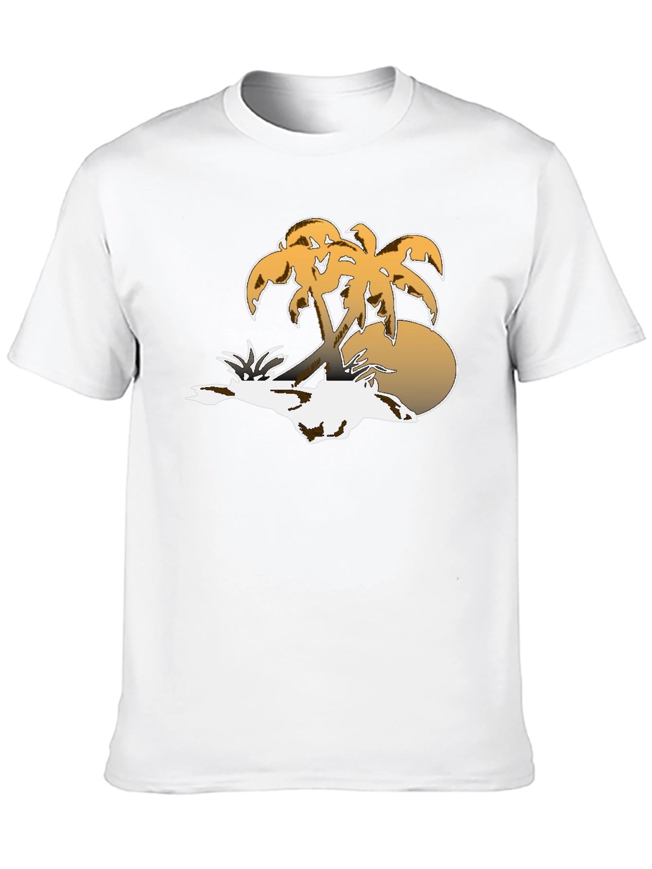 Tropical Palm Tree Sunset Graphic Tee - Black