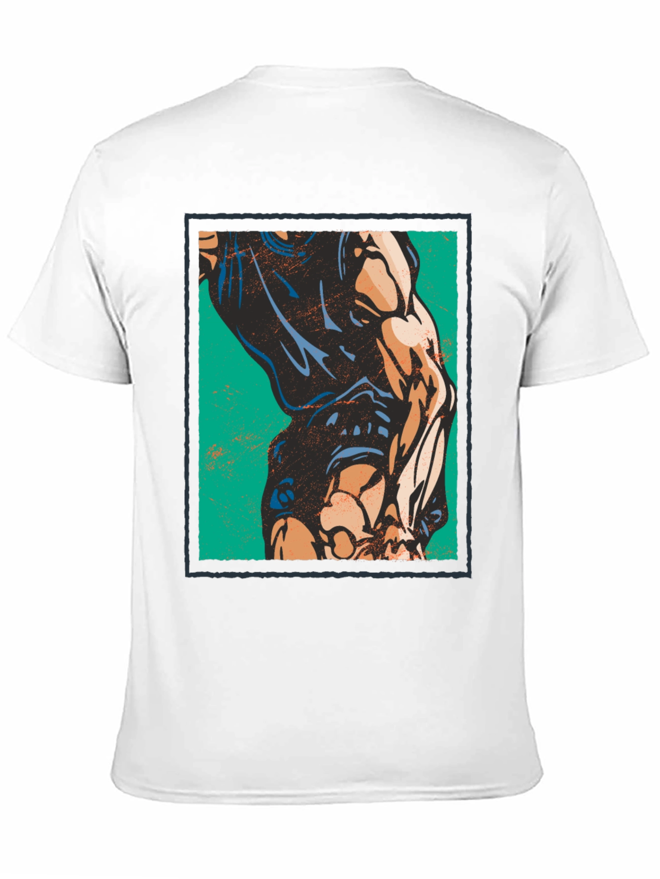 Graphic Muscle Print T-Shirt - Black