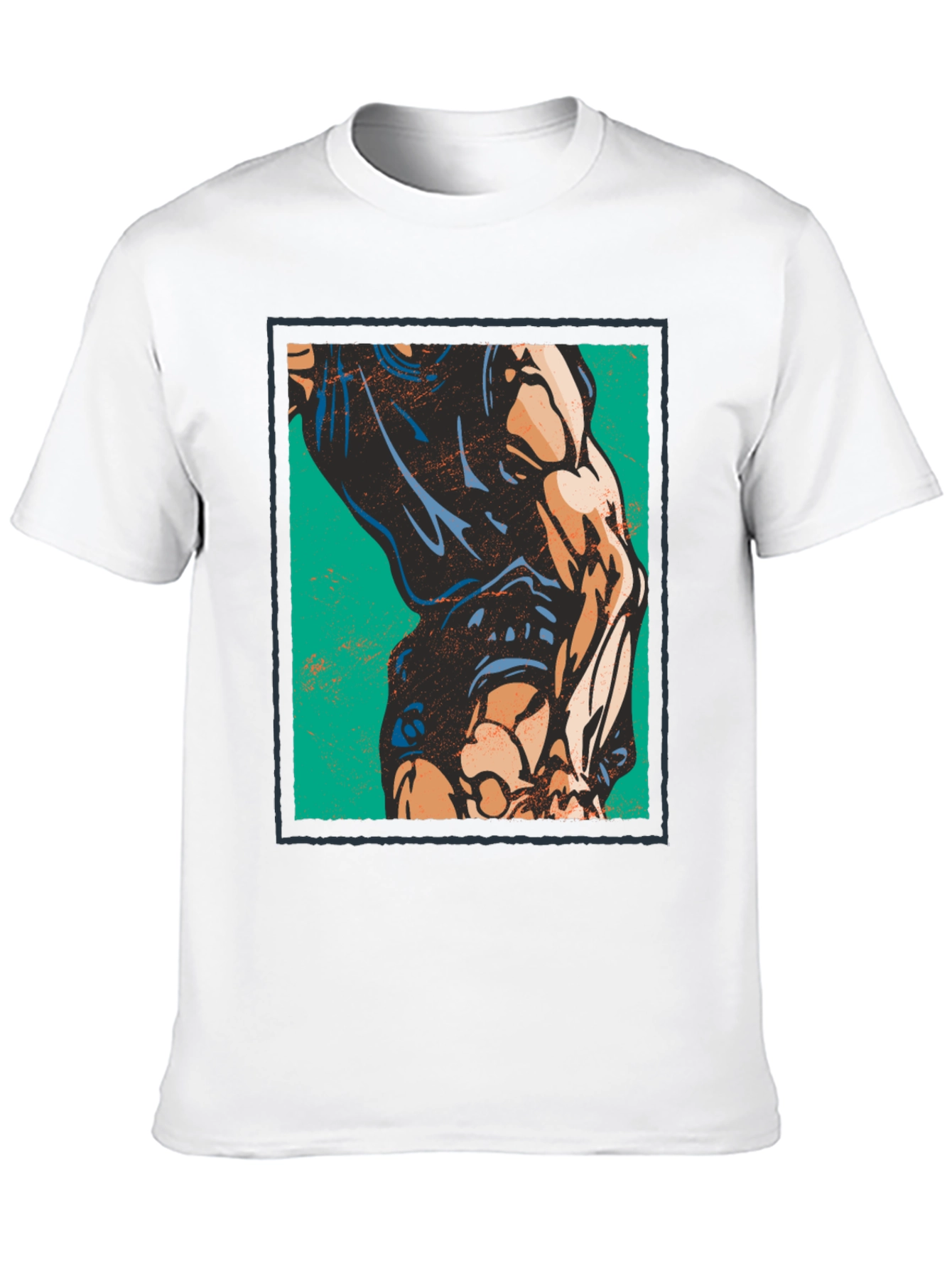 Graphic Muscle Print T-Shirt - Black