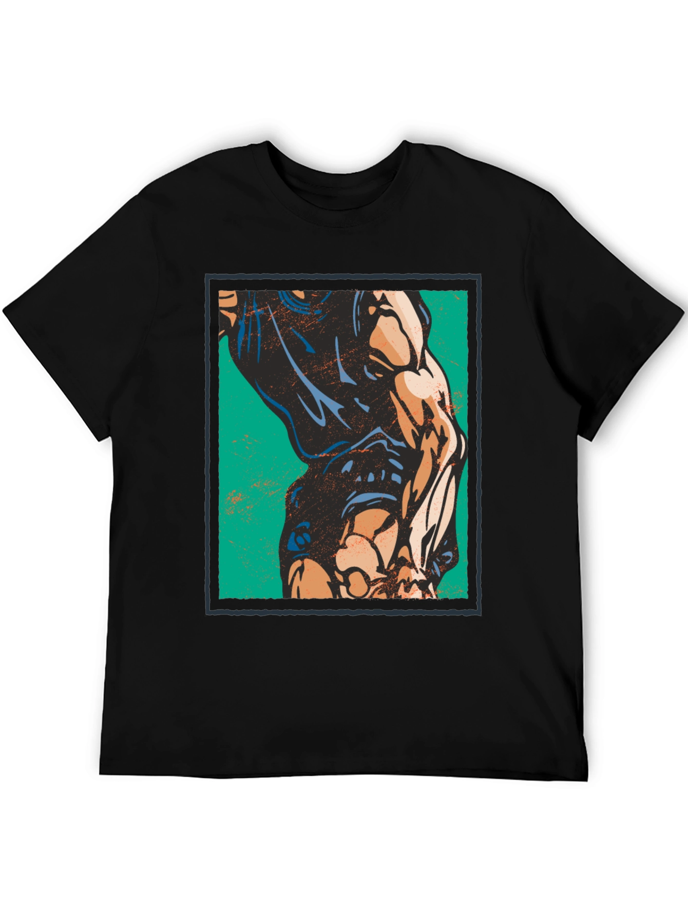 Graphic Muscle Print T-Shirt - Black