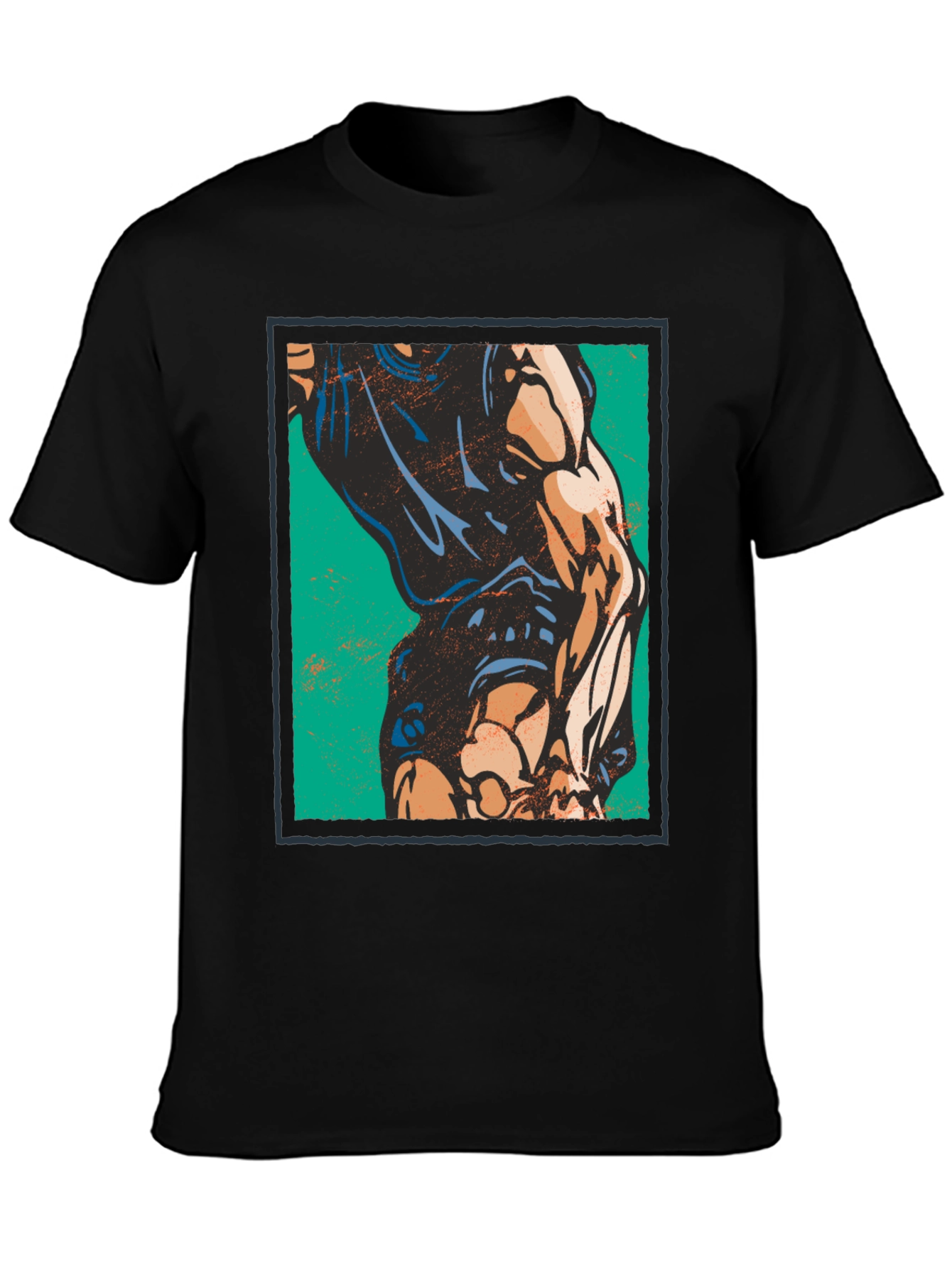Graphic Muscle Print T-Shirt - Black