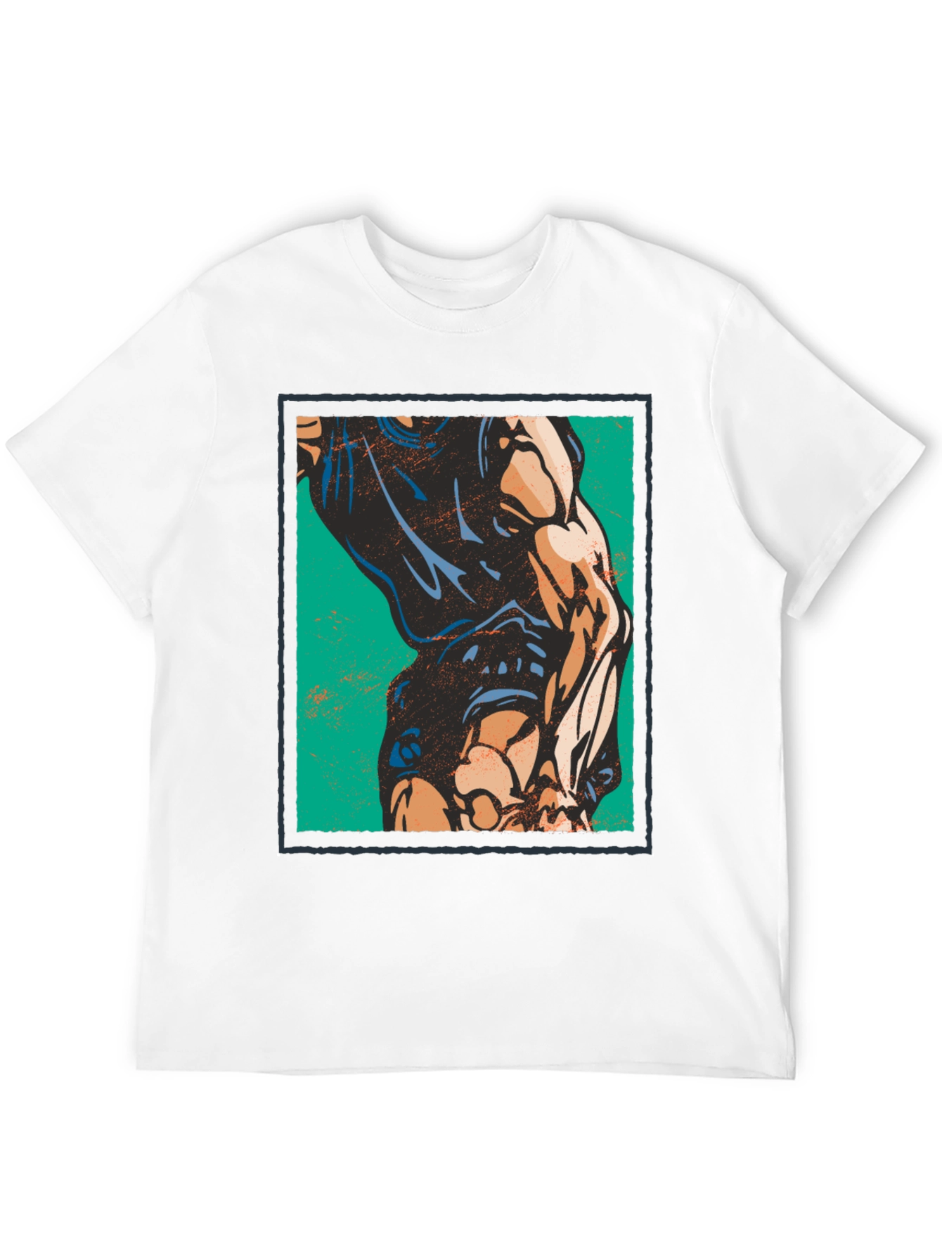 Graphic Muscle Print T-Shirt - Black