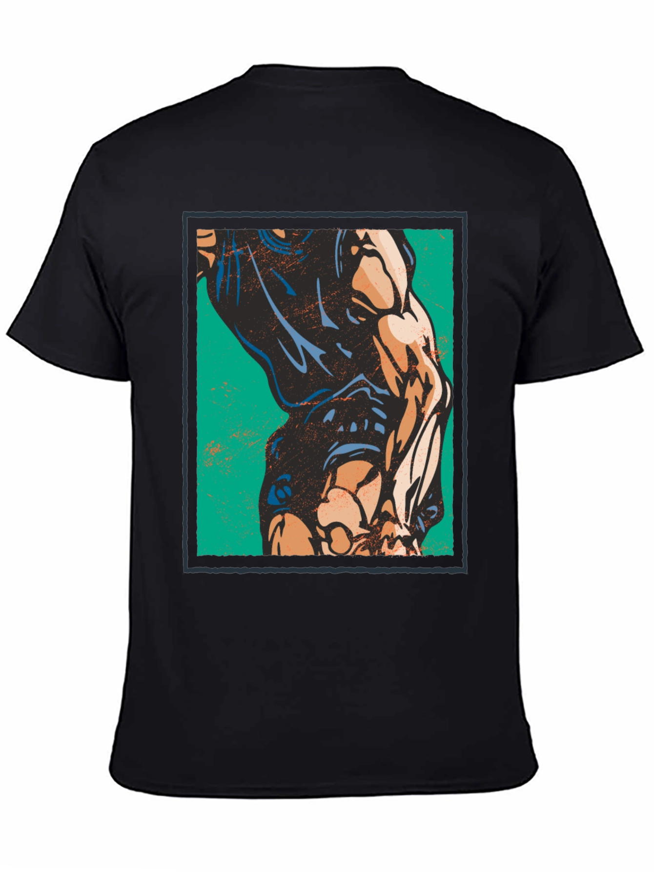 Graphic Muscle Print T-Shirt - Black