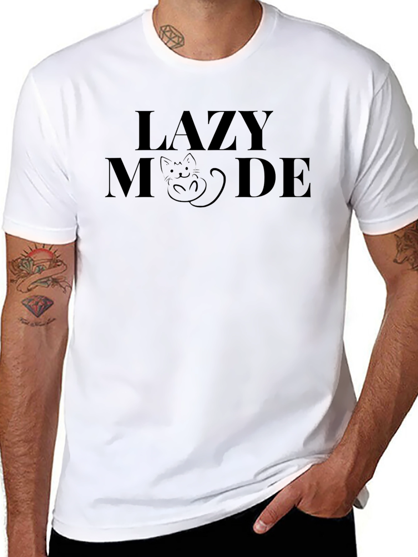 Lazy Mode Cat Graphic Tee