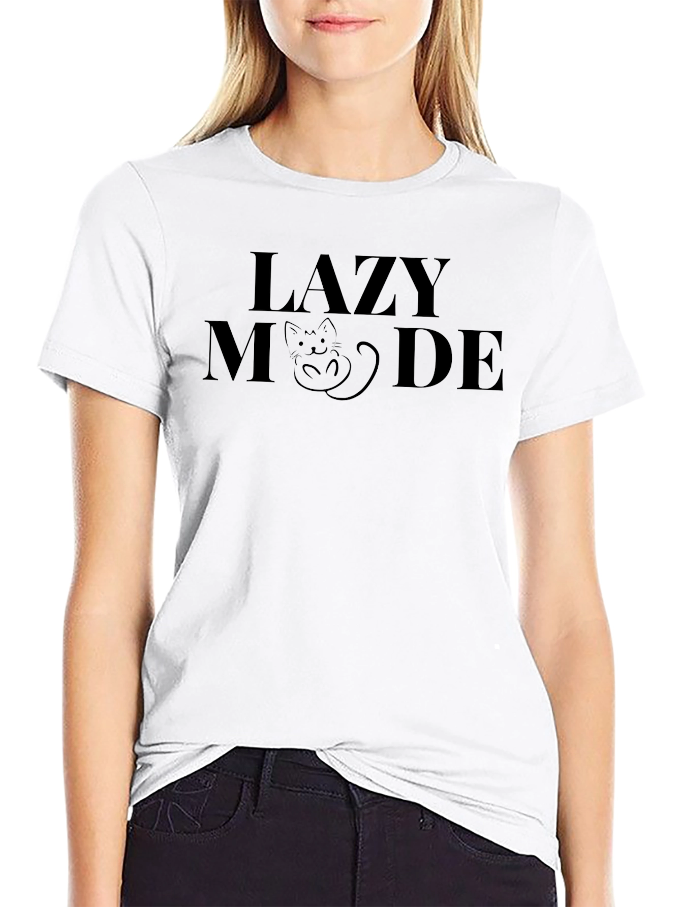 Lazy Mode Cat Graphic Tee