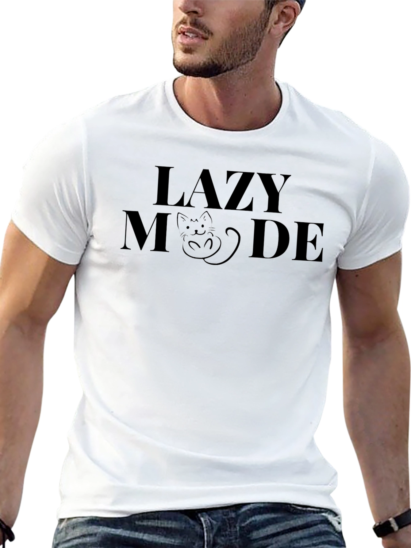 Lazy Mode Cat Graphic Tee
