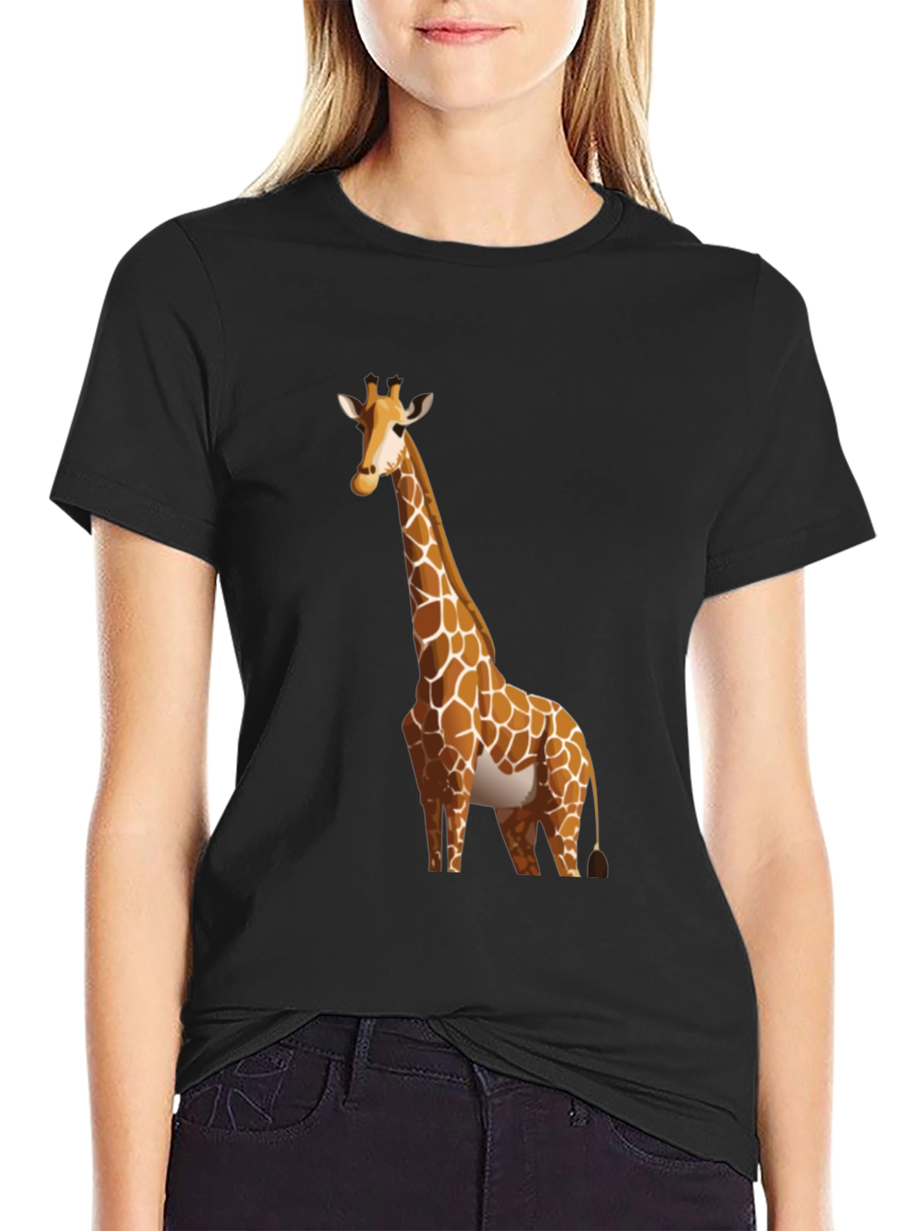 Giraffe Graphic Black T-Shirt