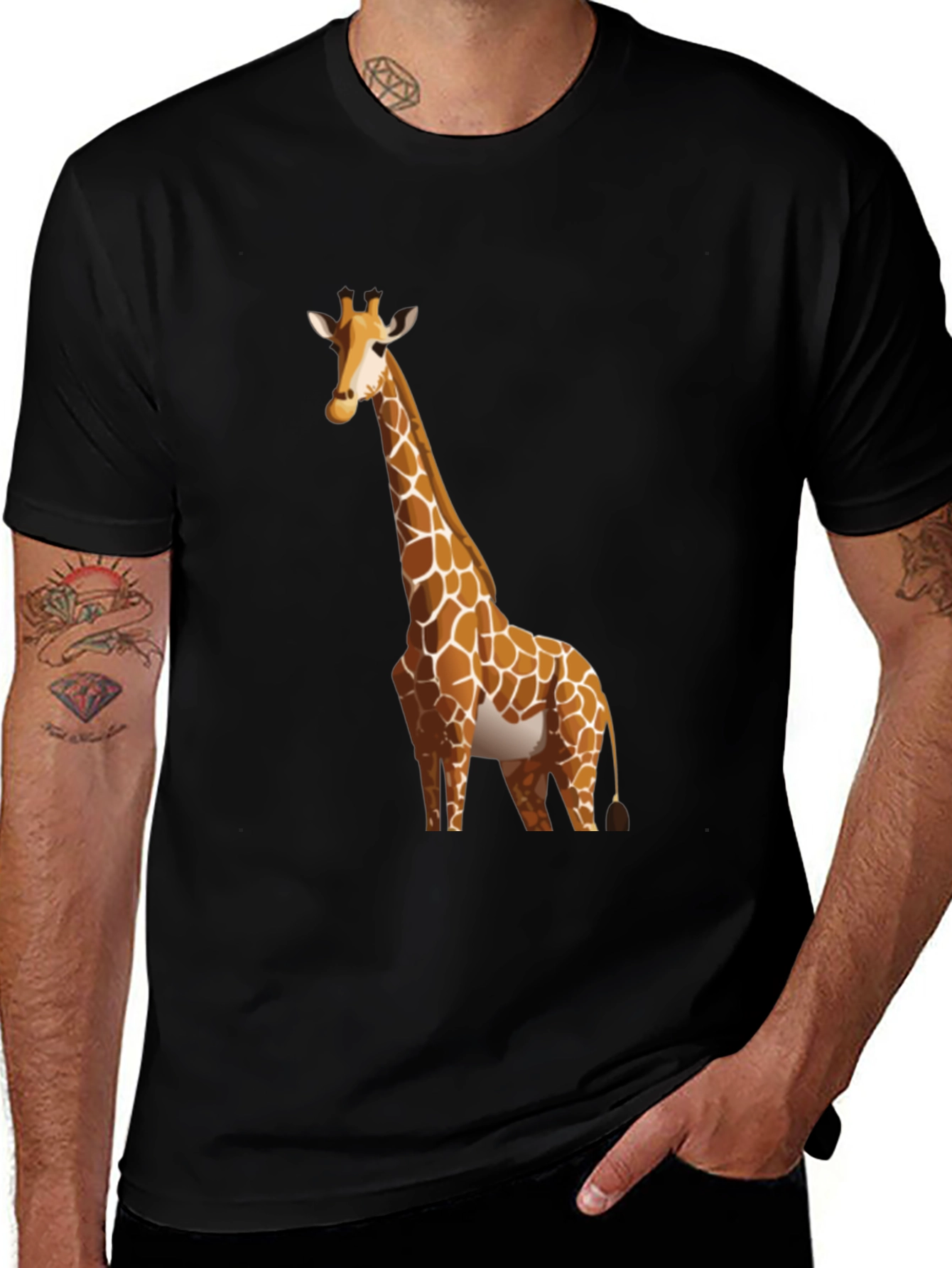 Giraffe Graphic Black T-Shirt