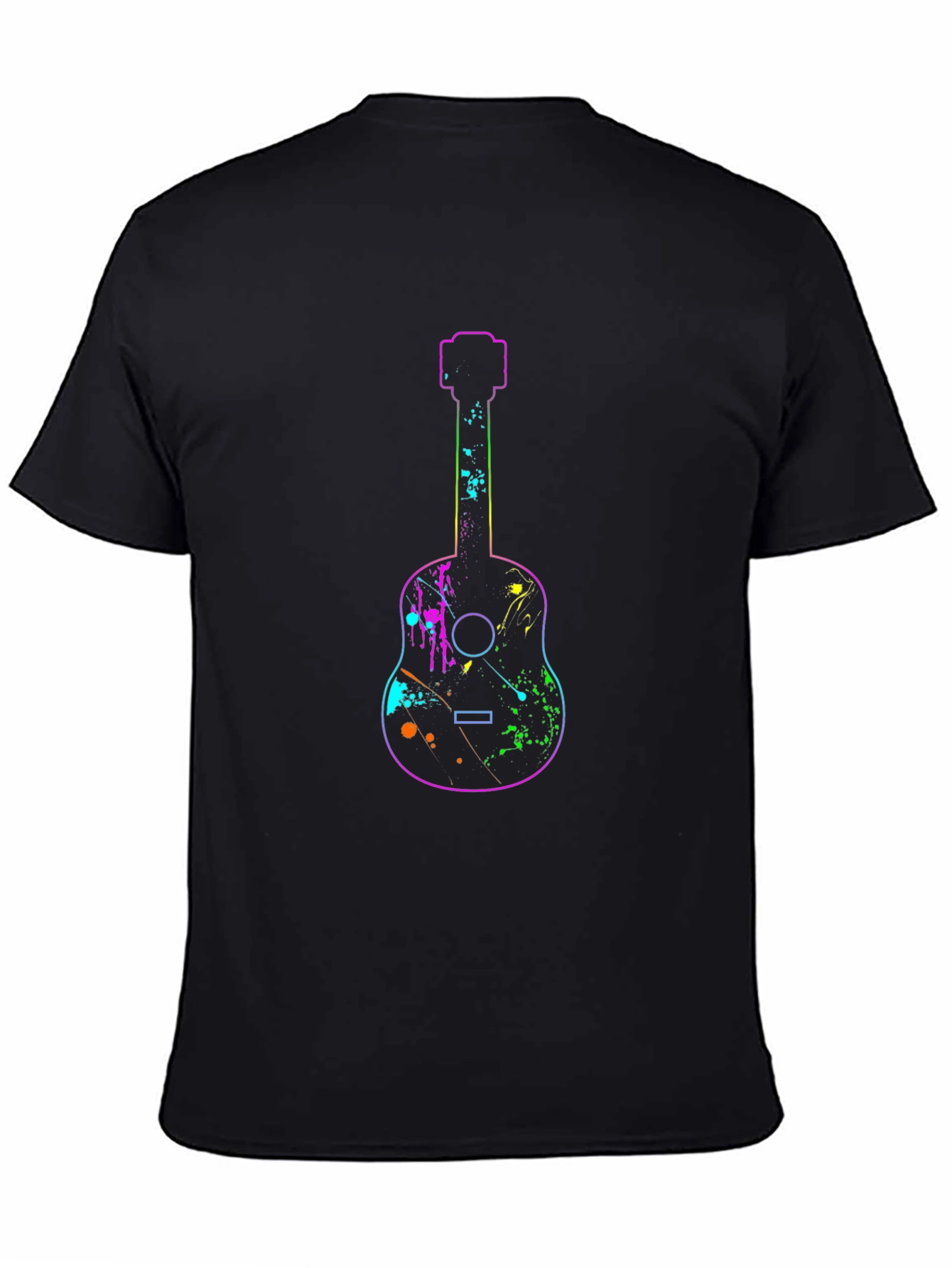 Neon Guitar Graphic Tee - Mens Black T-Shirt