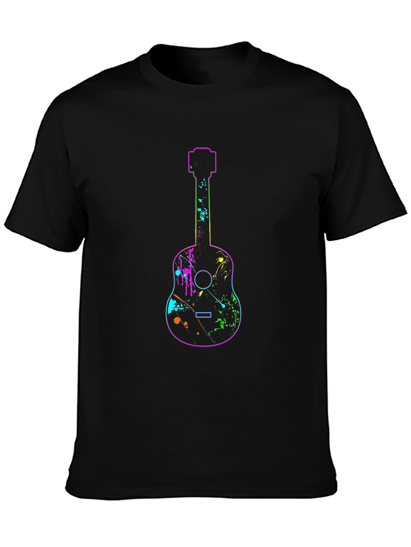Neon Guitar Graphic Tee - Mens Black T-Shirt