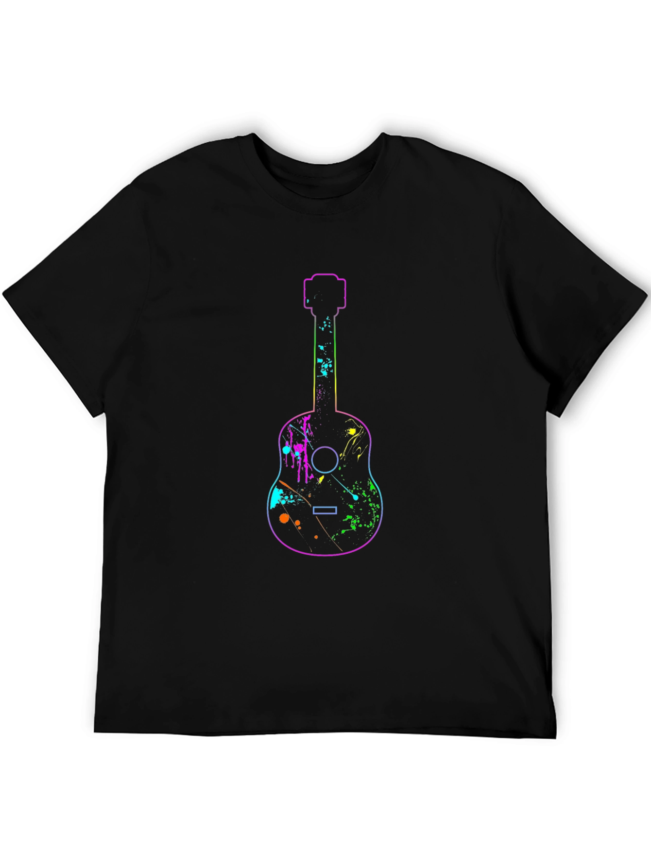 Neon Guitar Graphic Tee - Mens Black T-Shirt