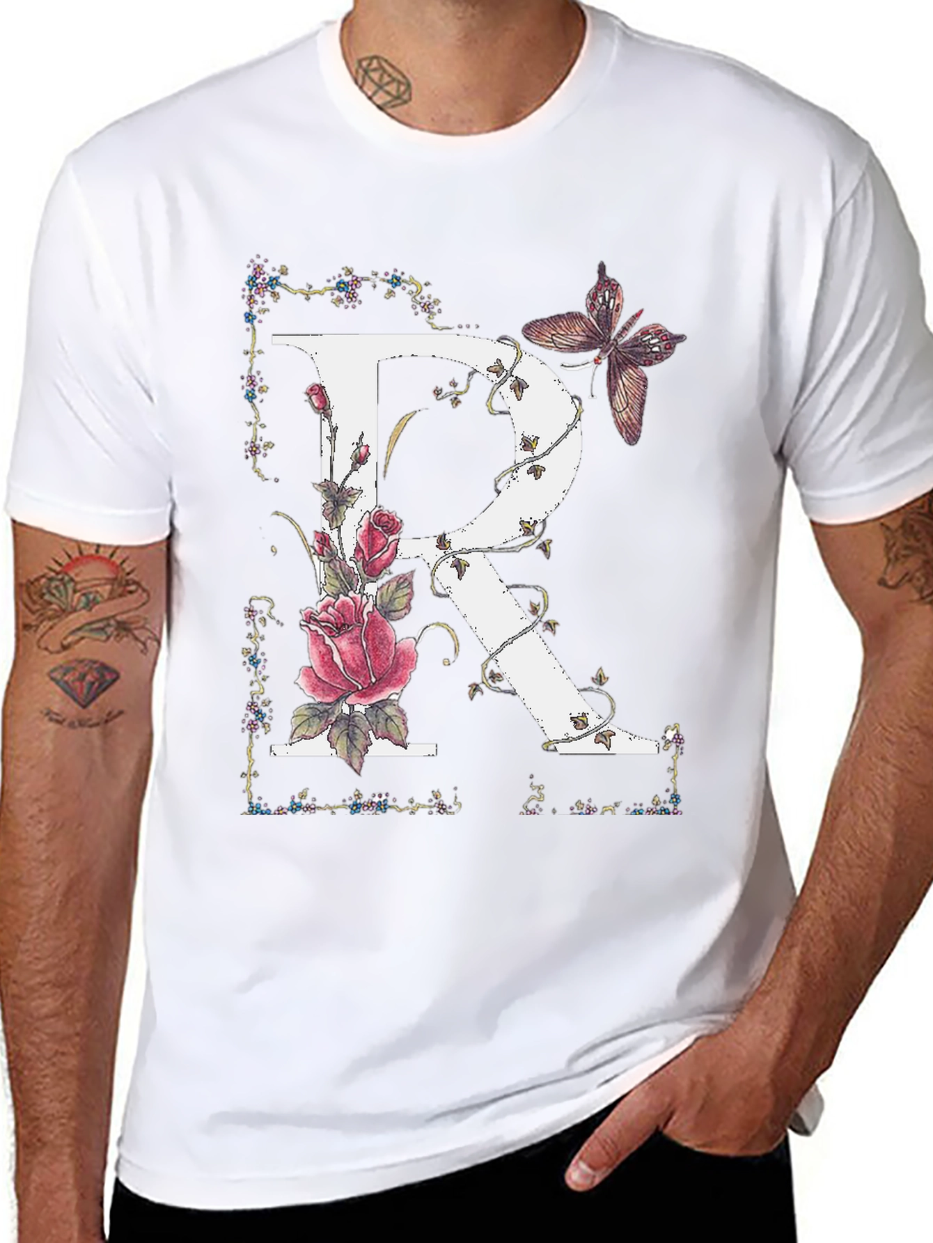 Floral Letter R Graphic Tee - Unisex