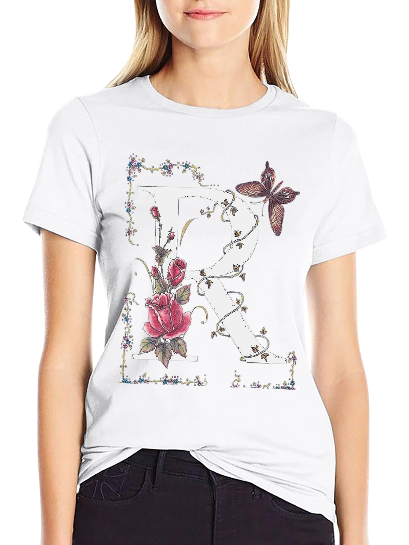 Floral Letter R Graphic Tee - Unisex