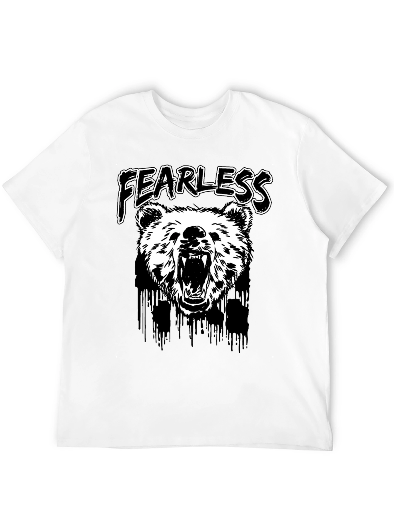Fearless Bear Graphic Tee - Black Cotton T-Shirt