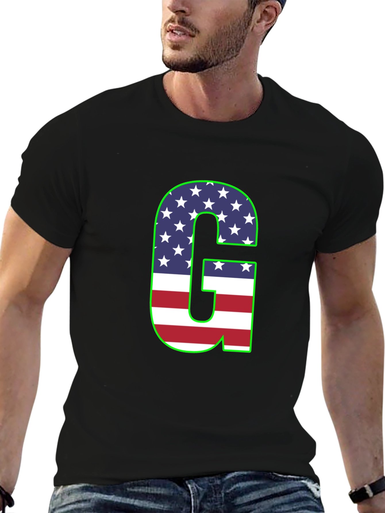 Letter G USA Flag Patriotic T-Shirt