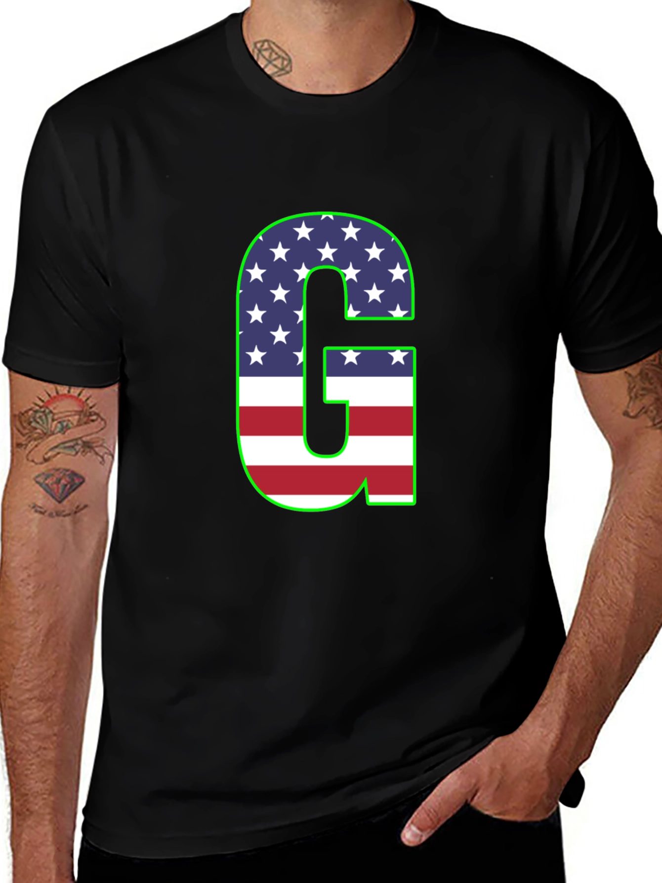 Letter G USA Flag Patriotic T-Shirt