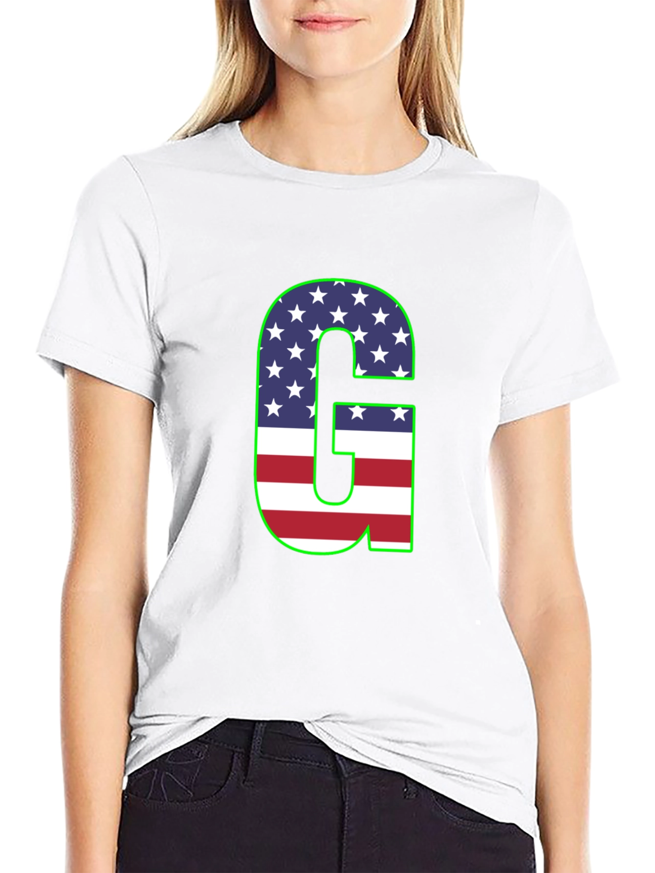 Letter G USA Flag Patriotic T-Shirt