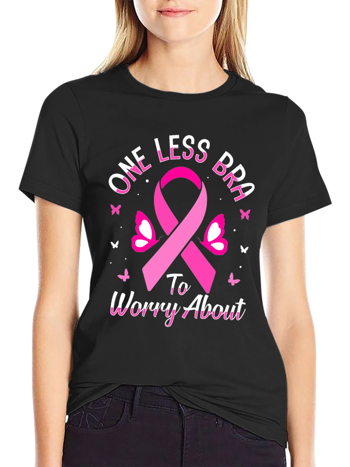 One Less Bra T-Shirt - Breast Cancer Awareness