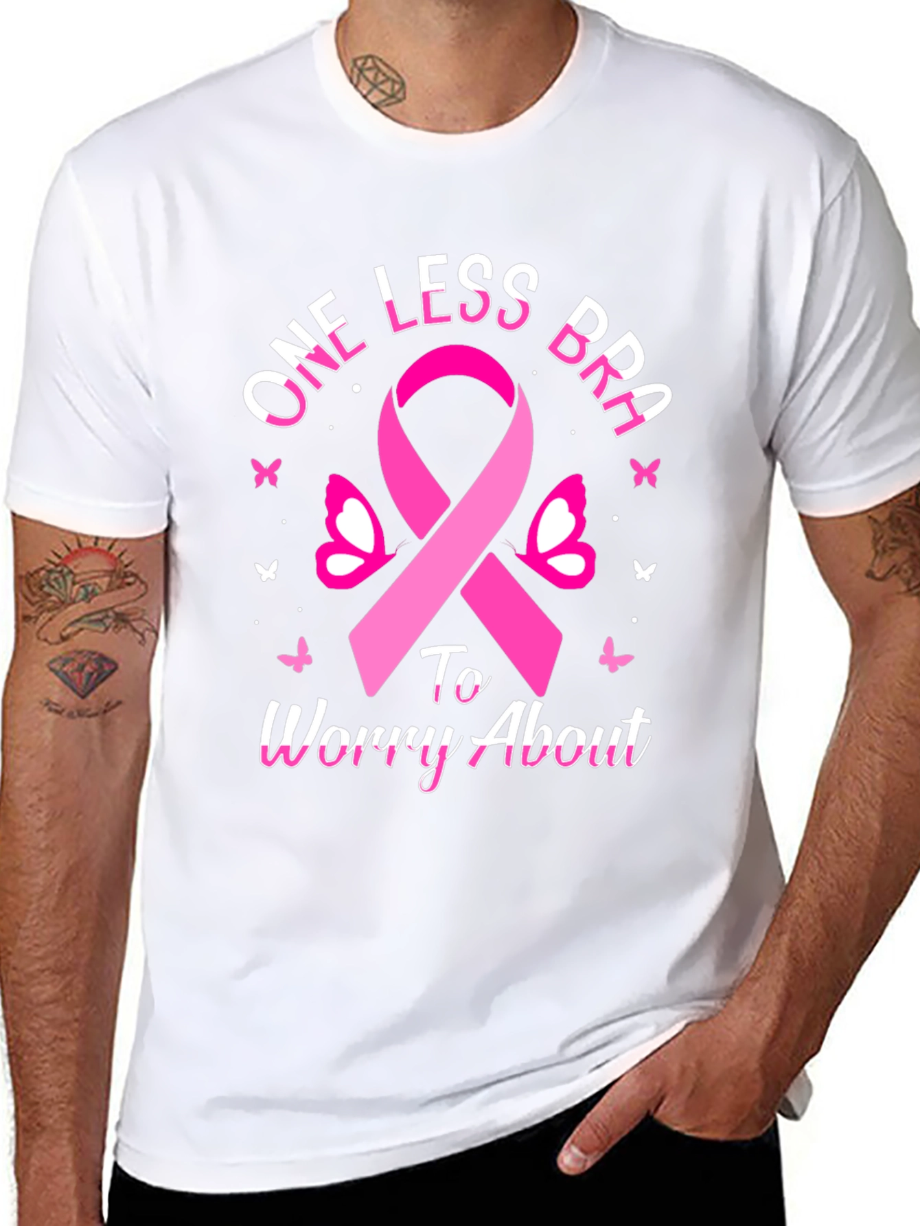 One Less Bra T-Shirt - Breast Cancer Awareness