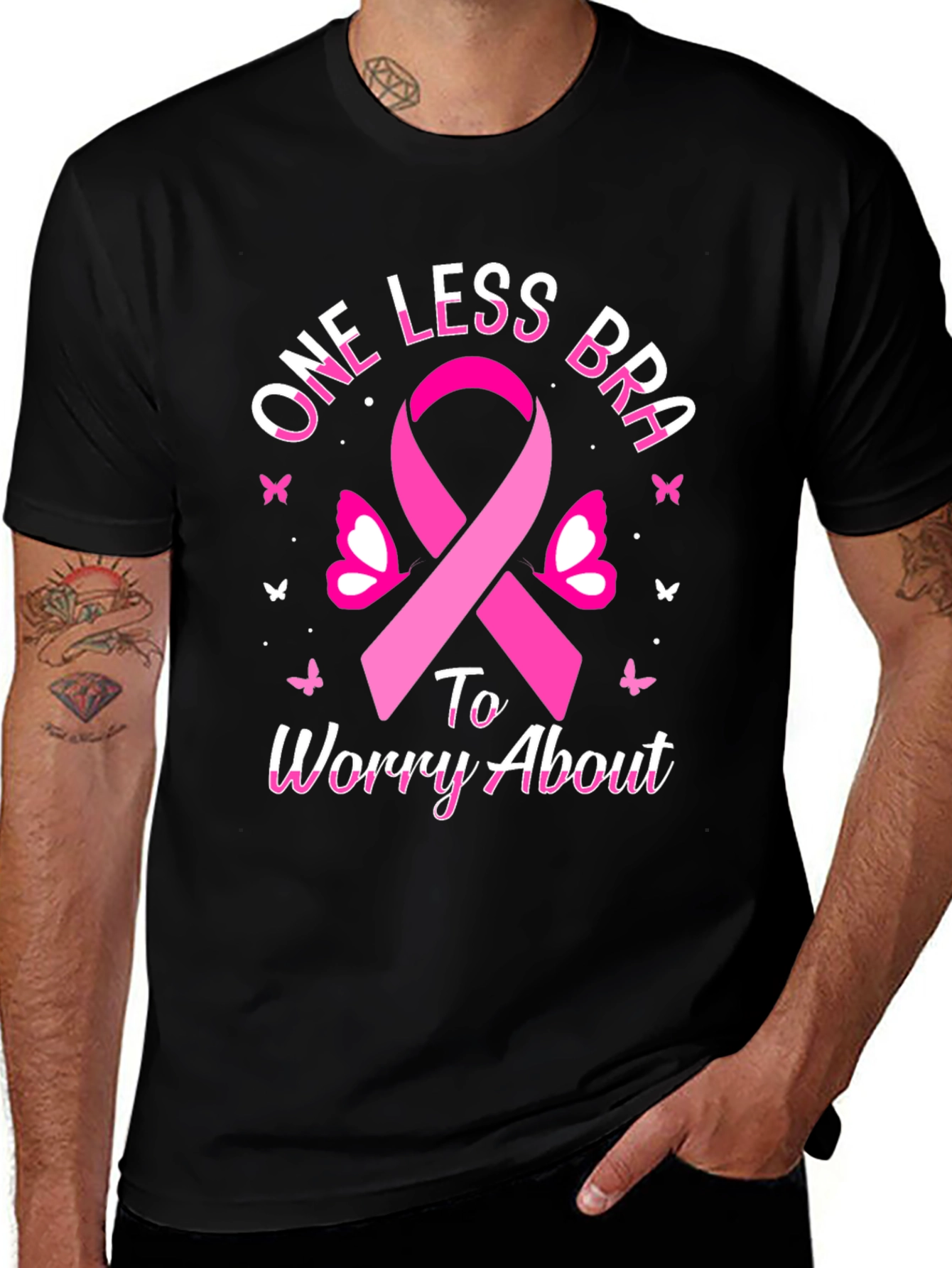 One Less Bra T-Shirt - Breast Cancer Awareness