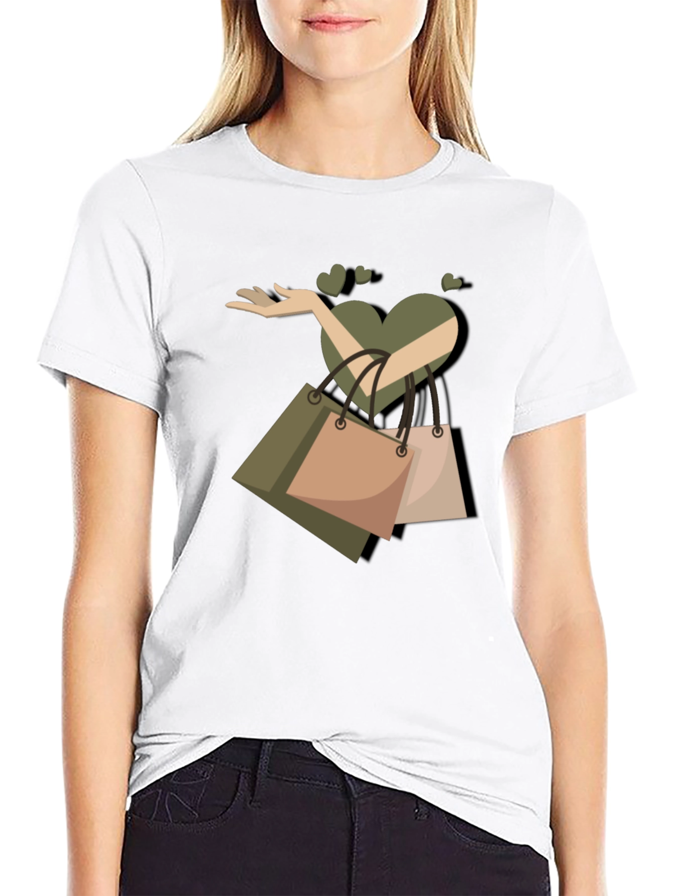 Love Shopping Graphic T-Shirt - Black