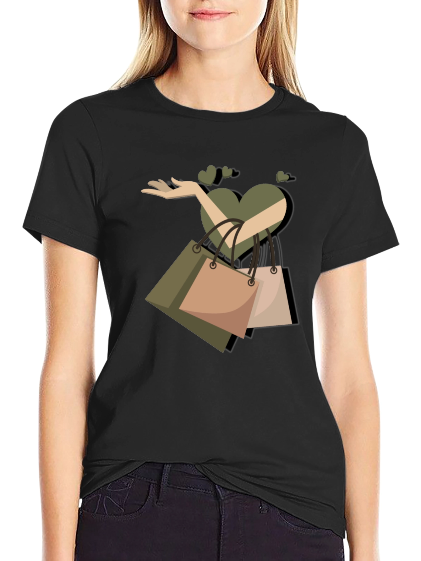 Love Shopping Graphic T-Shirt - Black