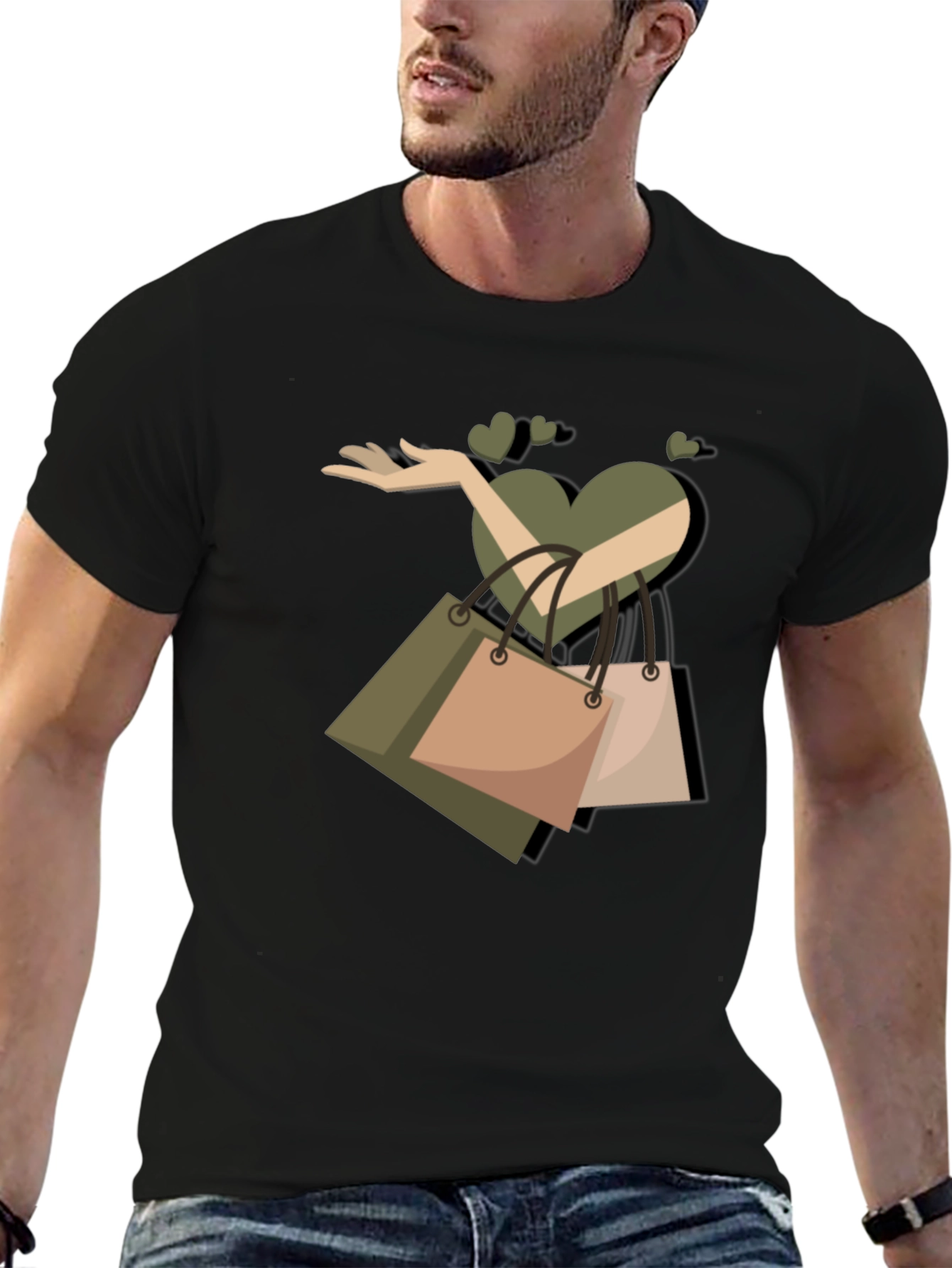 Love Shopping Graphic T-Shirt - Black