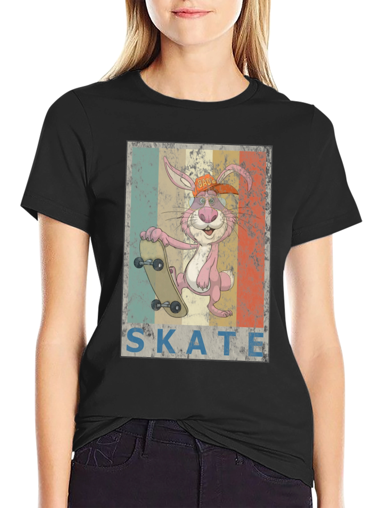 Skateboarding Bunny Graphic Tee - Retro Cool